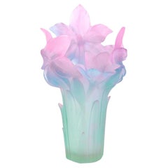 Daum Pate de Verre Amaryllis Vase, Signed Daum, France Number 94