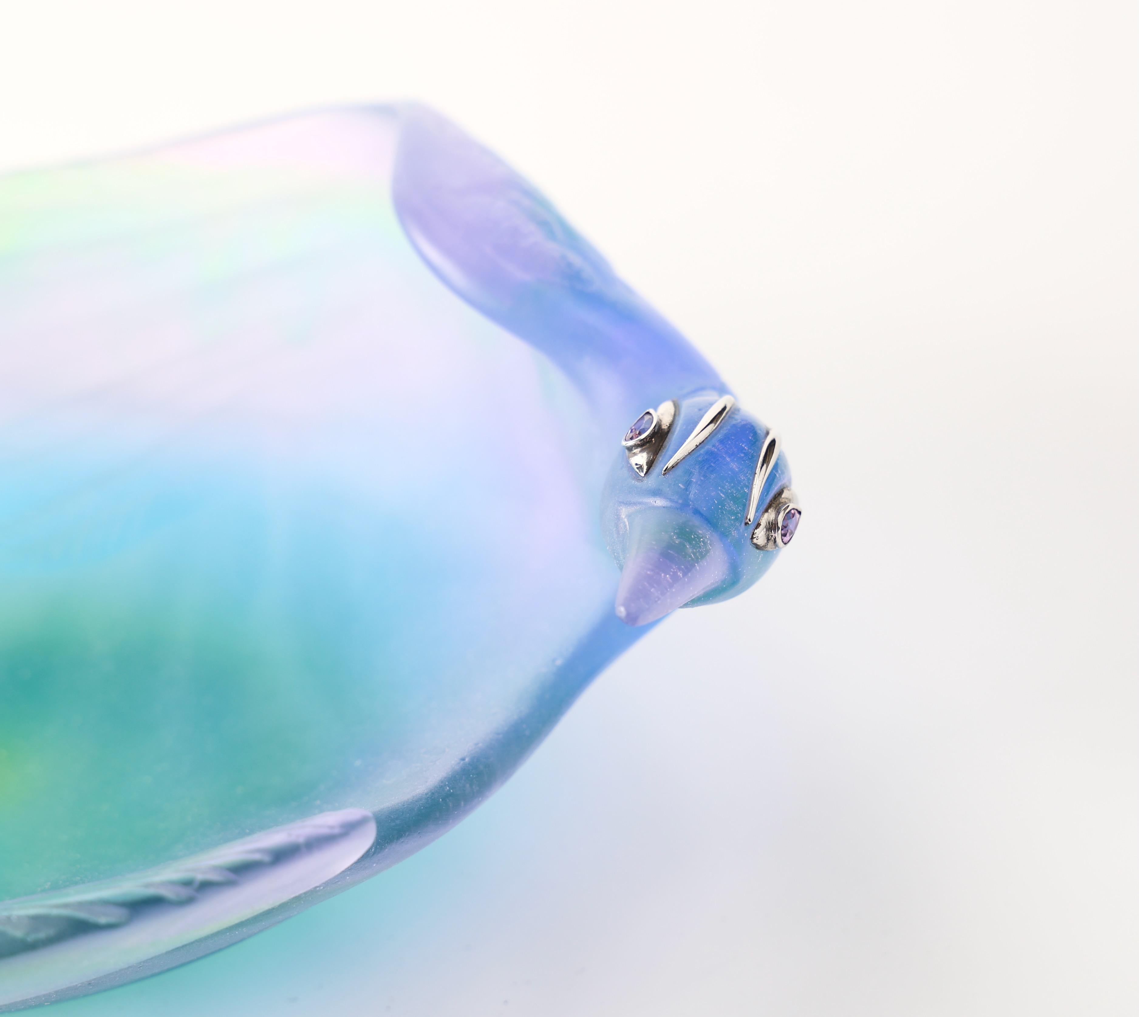Ciotola Jewell Daum Pate de Verre Bird of Paradise.  Raro. Edizione limitata, 41/50 in vendita 2