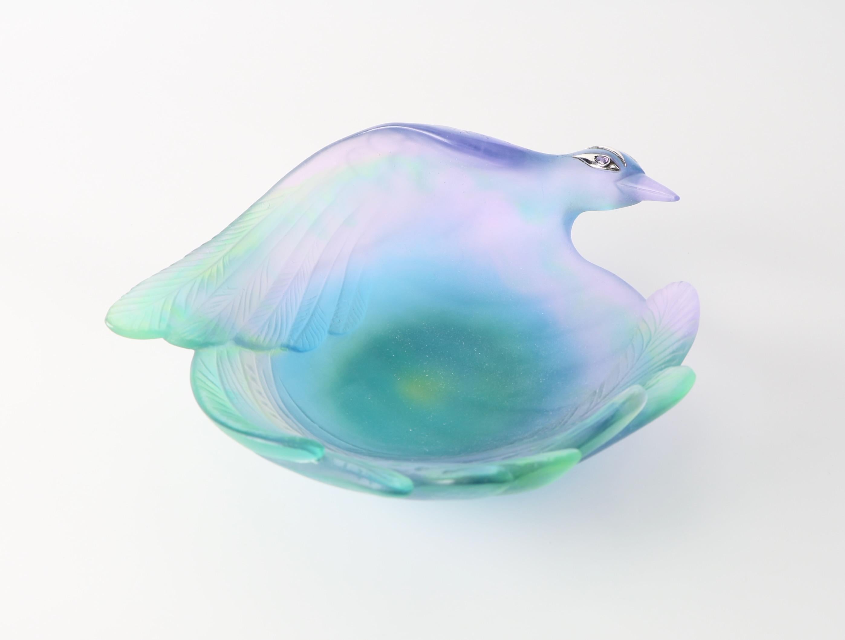 Ciotola Jewell Daum Pate de Verre Bird of Paradise.  Raro. Edizione limitata, 41/50 in vendita 1