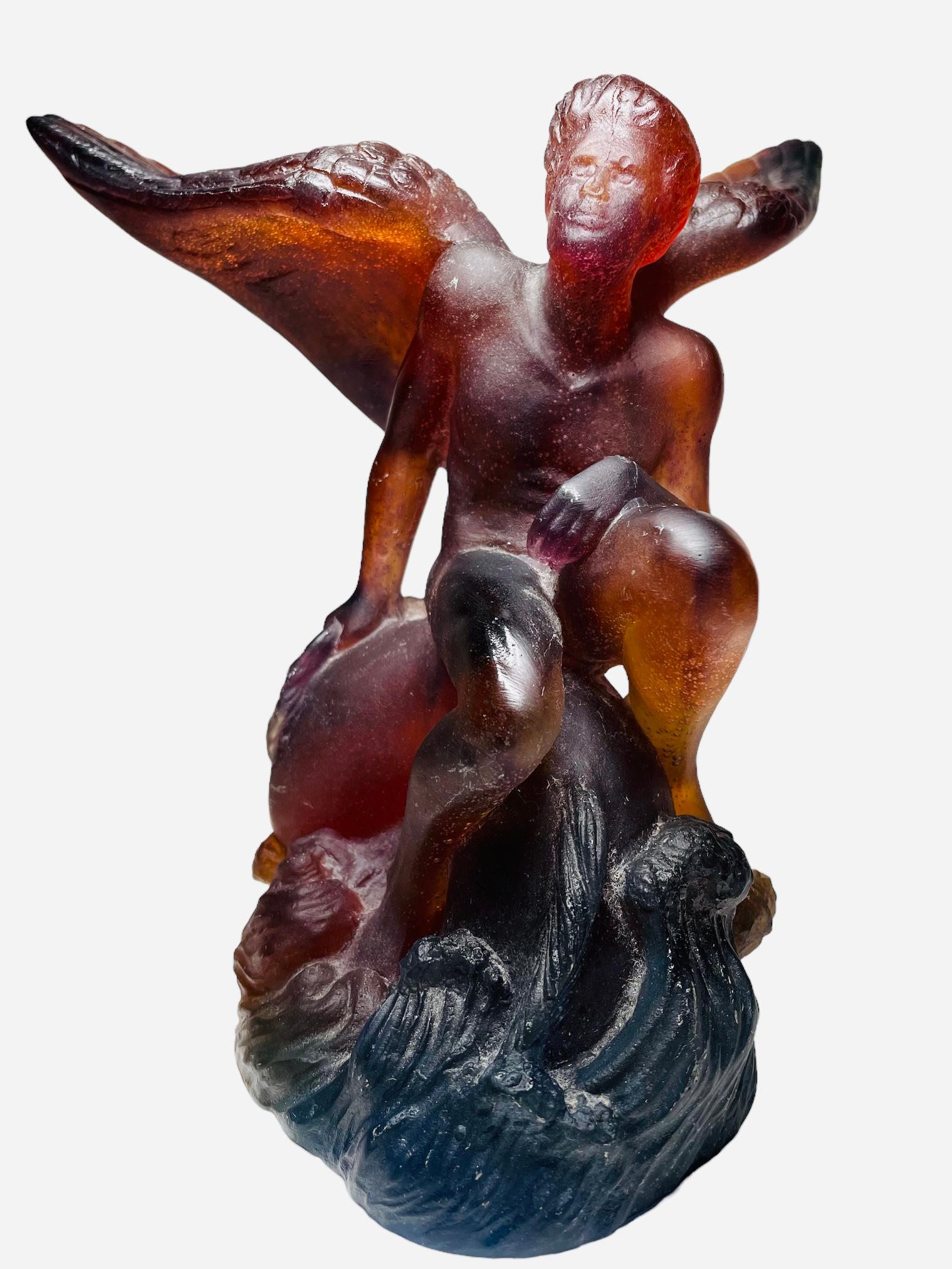 Daum Pate de Verre Kristall-Engel-Skulptur Kompott/Schale im Angebot 8