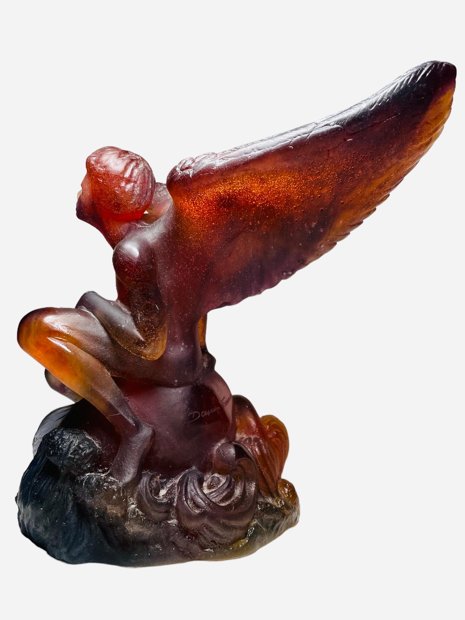 Daum Pate de Verre Kristall-Engel-Skulptur Kompott/Schale im Angebot 9