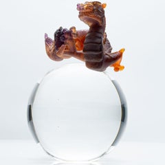 Daum, Pâte de Verre Dragon, Honey Brown, France, 1990