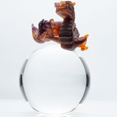 Daum, Pâte de Verre Dragon, Honey Brown, France, 1990