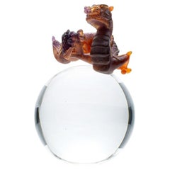 Daum, Pâte de Verre Dragon, Honey Brown, France, 1990