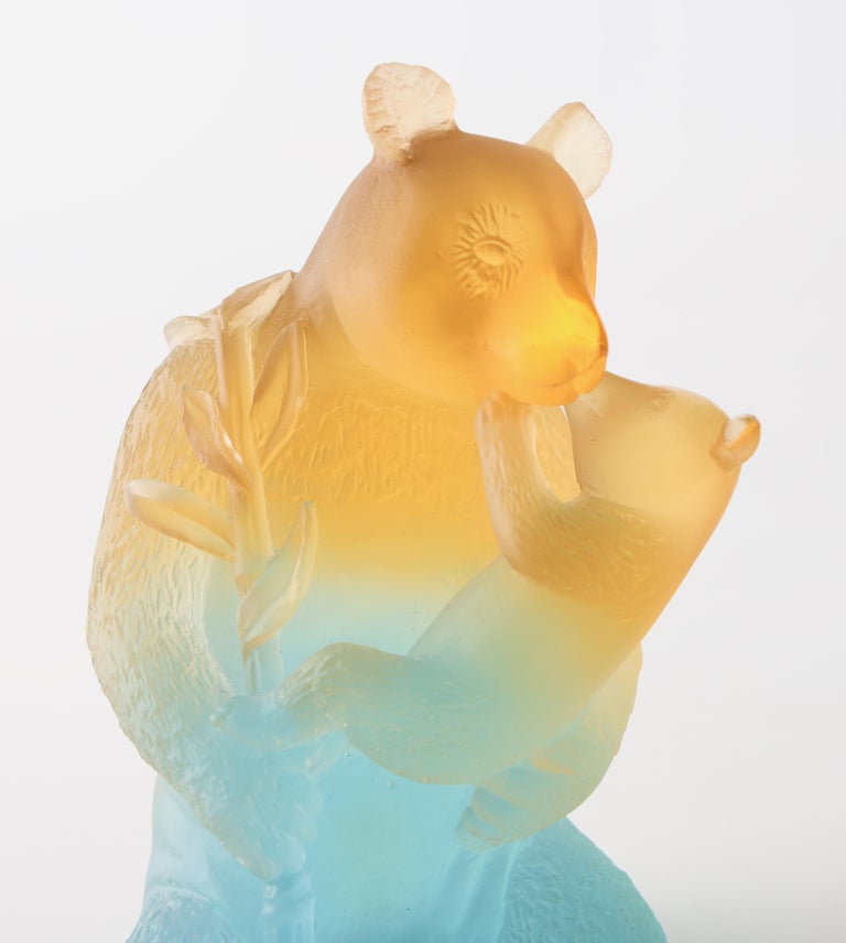 Daum Pate de Verre Pandas Love, Signed Daum, France Number 230 For