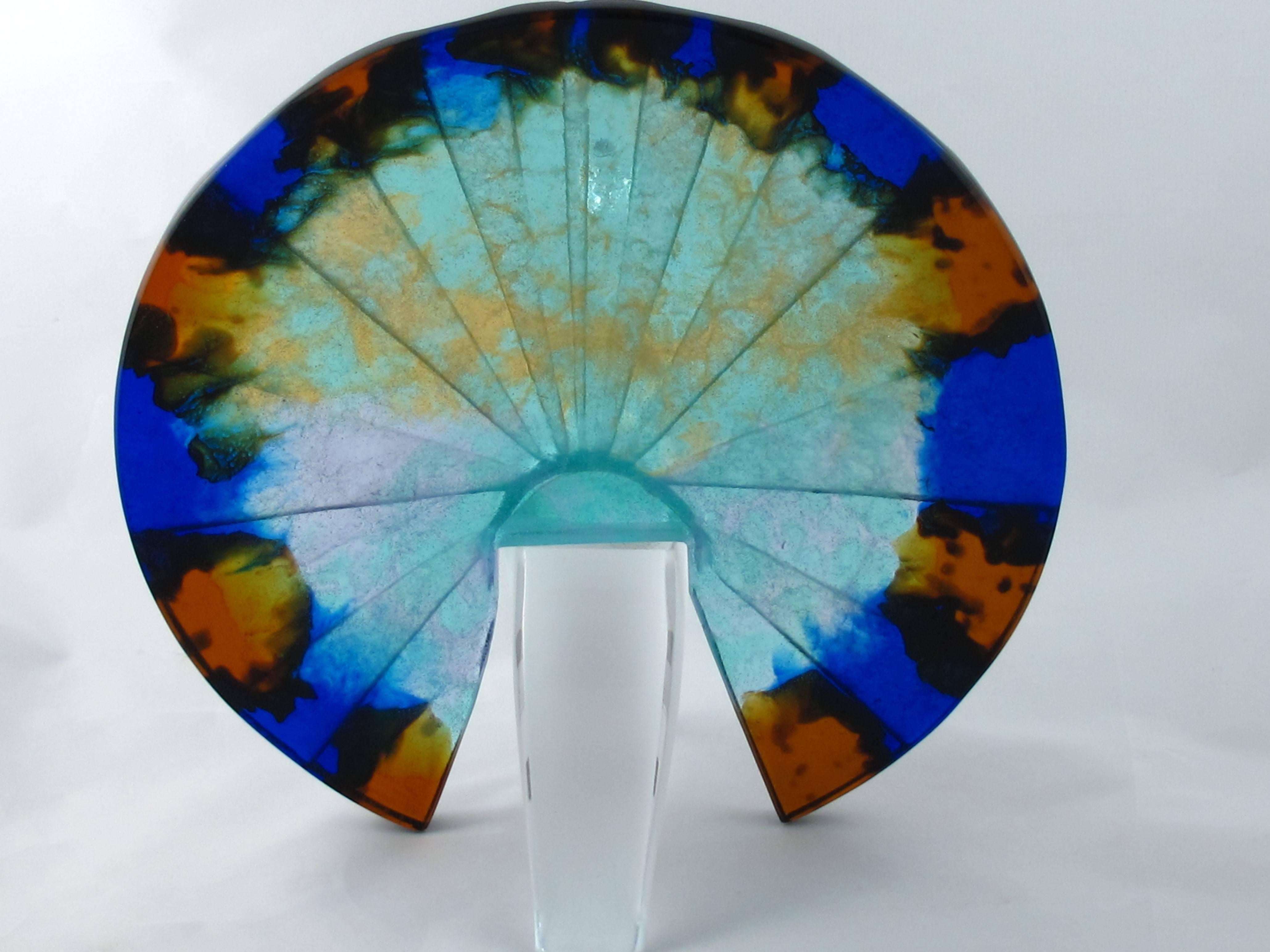 Pavo real Daum Pate-de-Verre Moderno