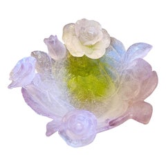 Daum Pate de Verre Roses Bowl