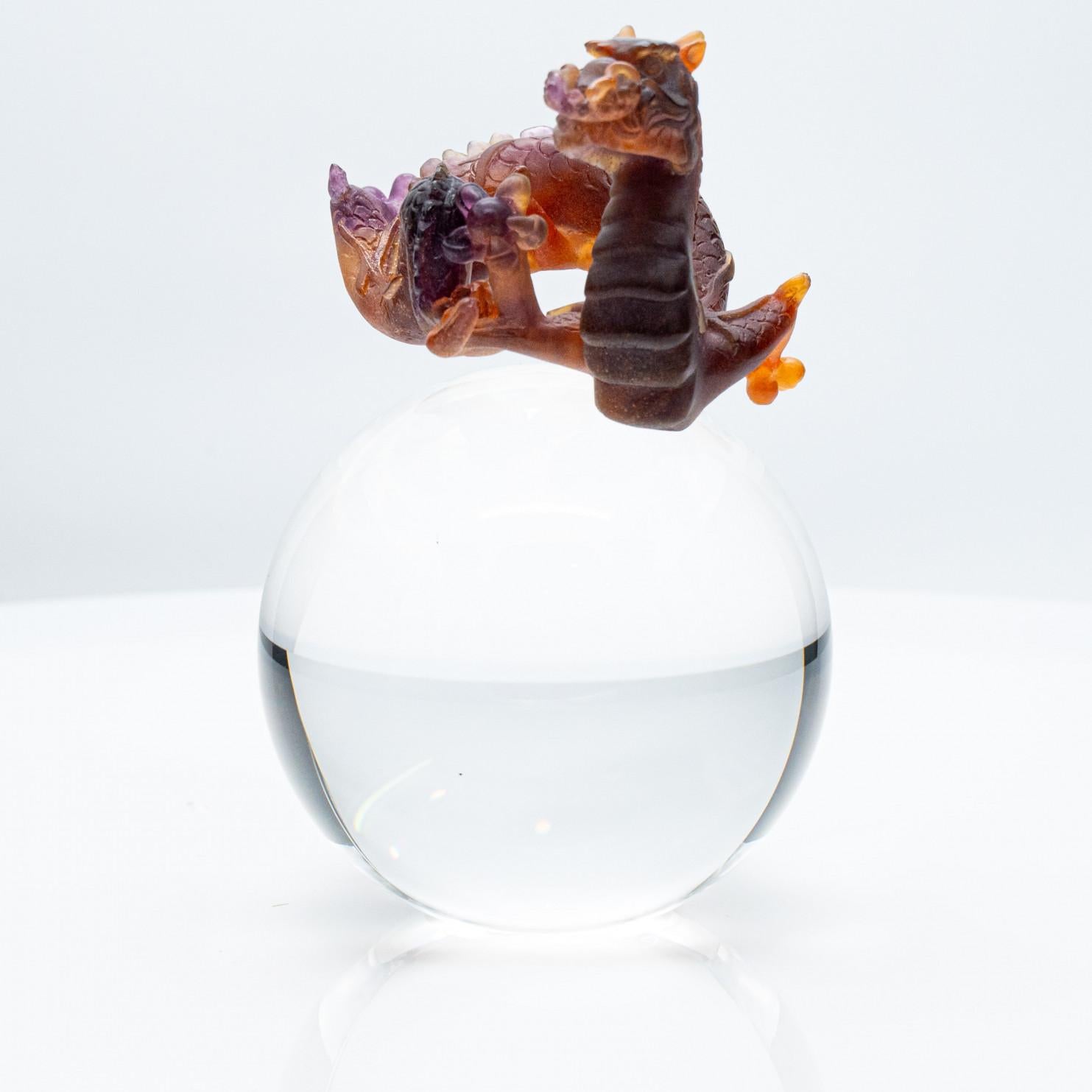 Daum Pâte de Verre Set Dragons, marrone miele opalescente, Francia, 1990 in vendita 5