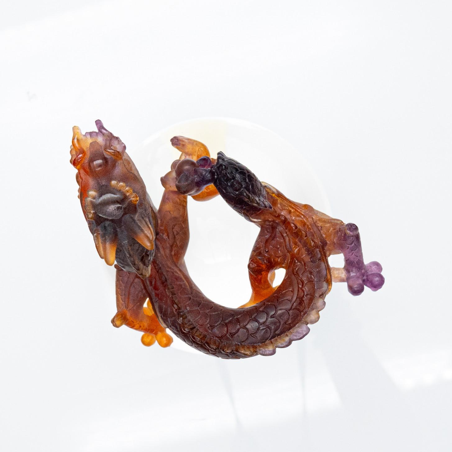 Daum Pâte de Verre Set Dragons, marrone miele opalescente, Francia, 1990 in vendita 7