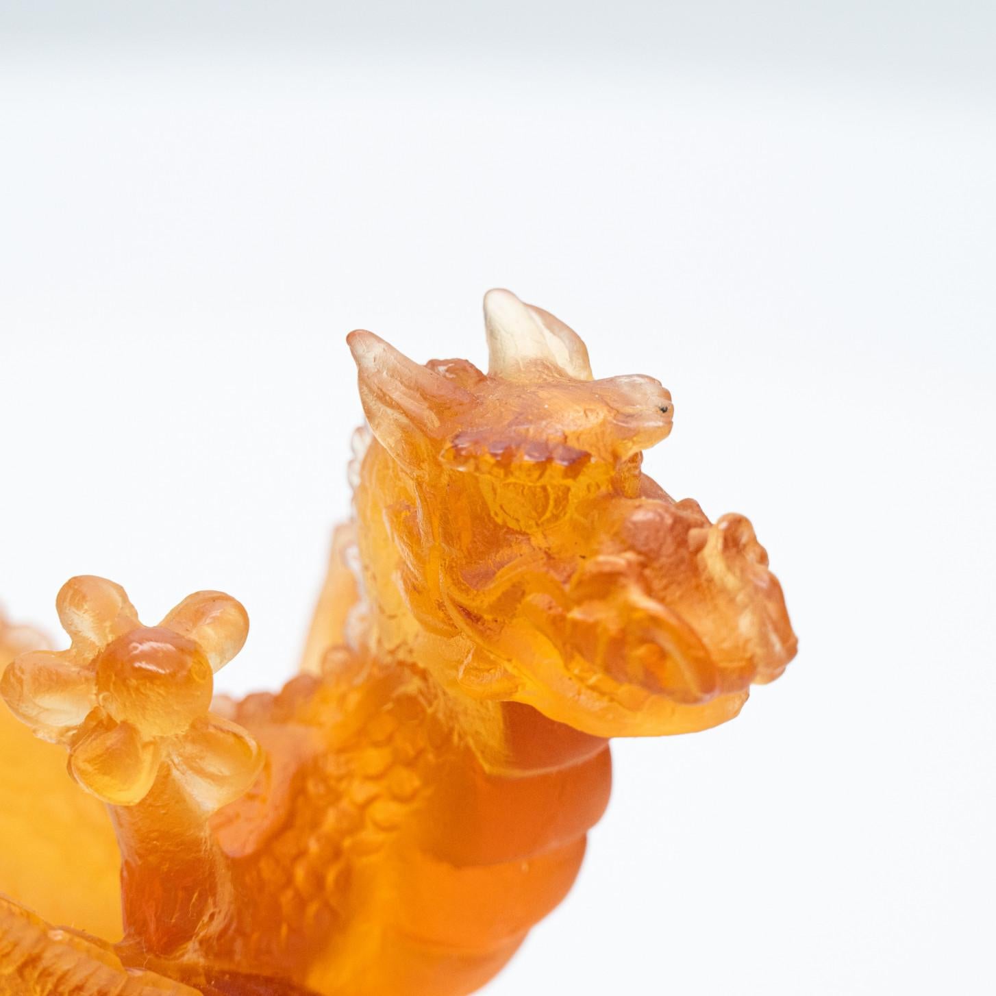 Altro Daum Pâte de Verre Set Dragons, marrone miele opalescente, Francia, 1990 in vendita