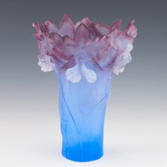 Daum Pate de Verre Vase Bearded Irises