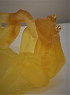 Weinflaschenuntersetzer mit Frosch von Daum Pate De Verre