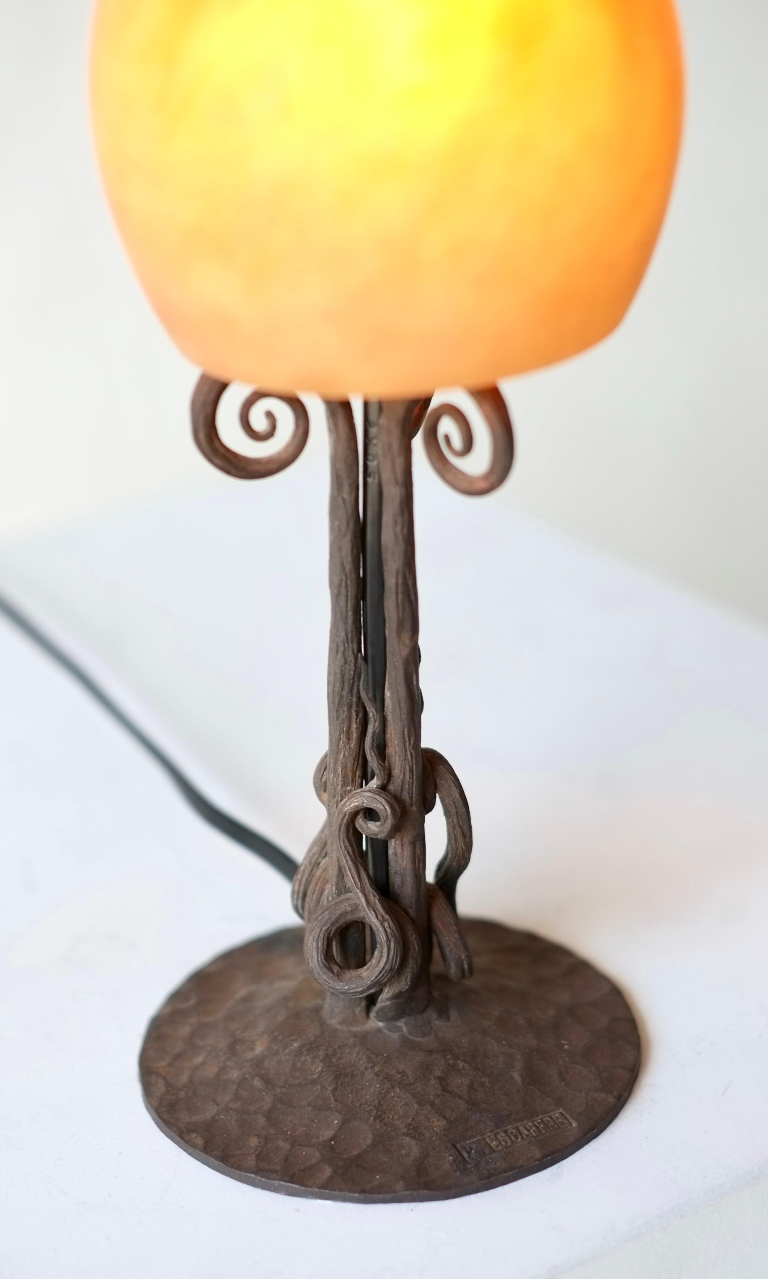 Mid-20th Century Daum & P.Escaffre Lamp, France, Circa 1930 For Sale