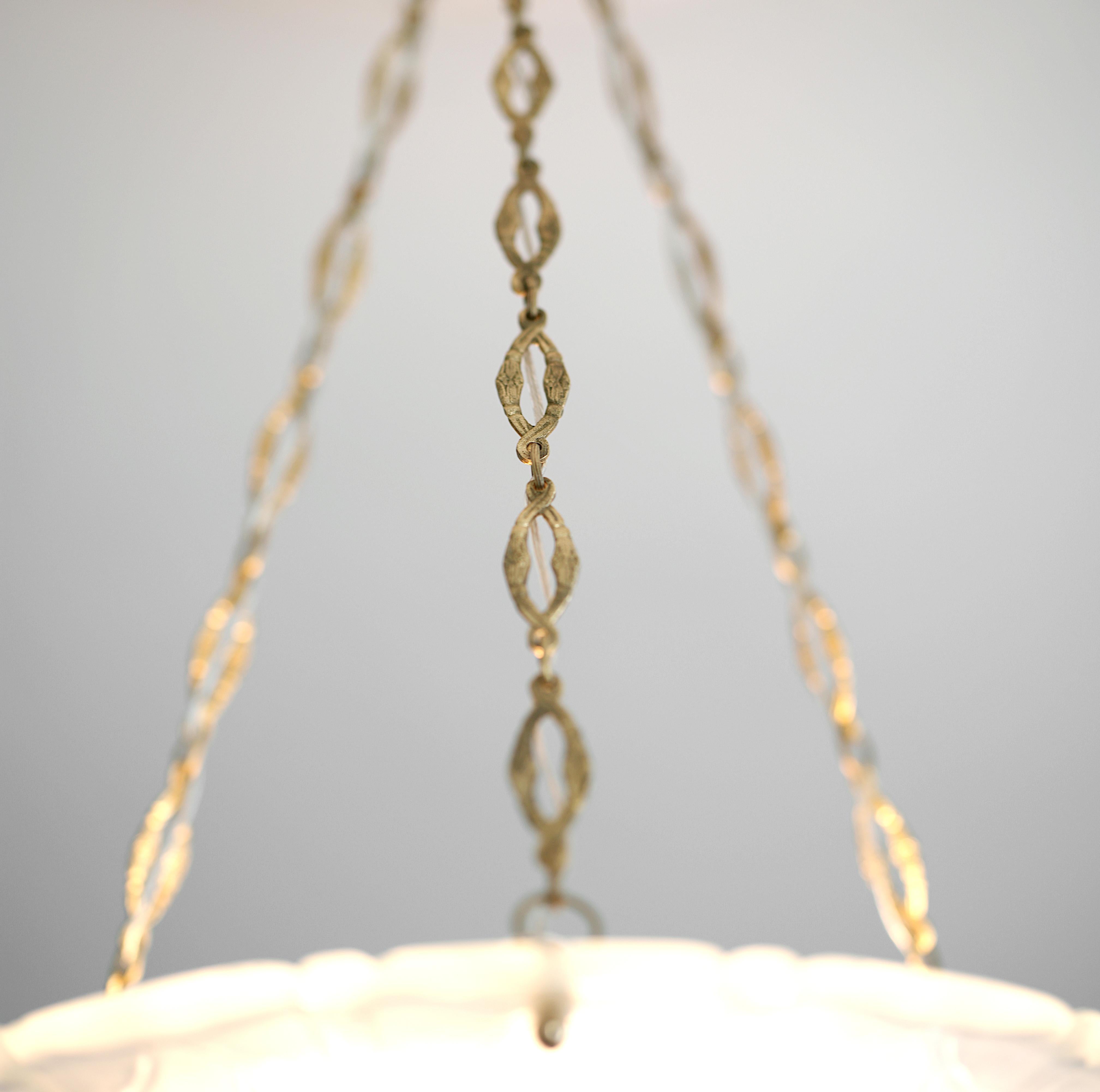 Daum Pierre D'Avesn Large French Art Deco Pendant Chandelier, Early 1930s For Sale 3