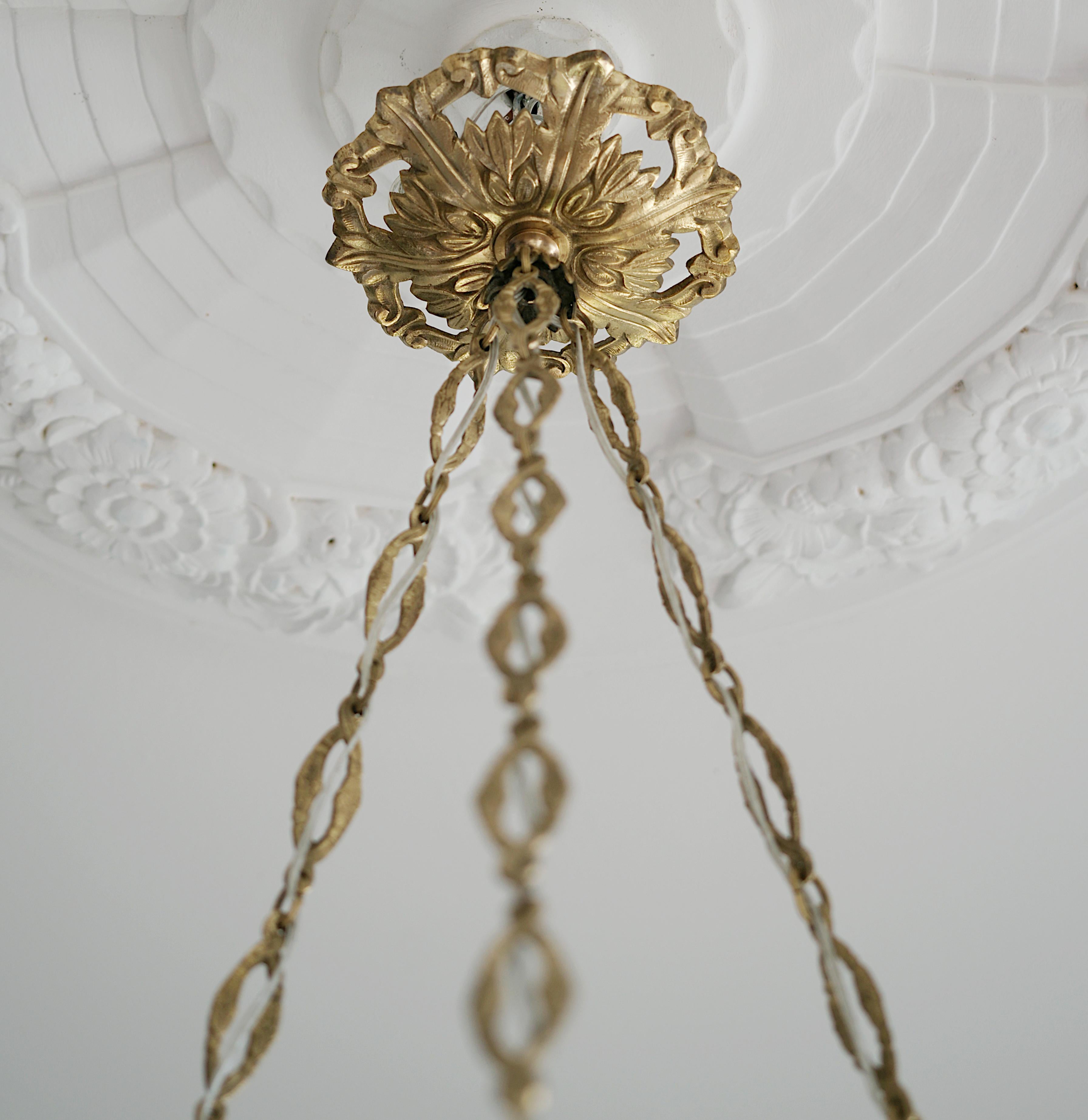 Daum Pierre D'Avesn Large French Art Deco Pendant Chandelier, Early 1930s For Sale 5