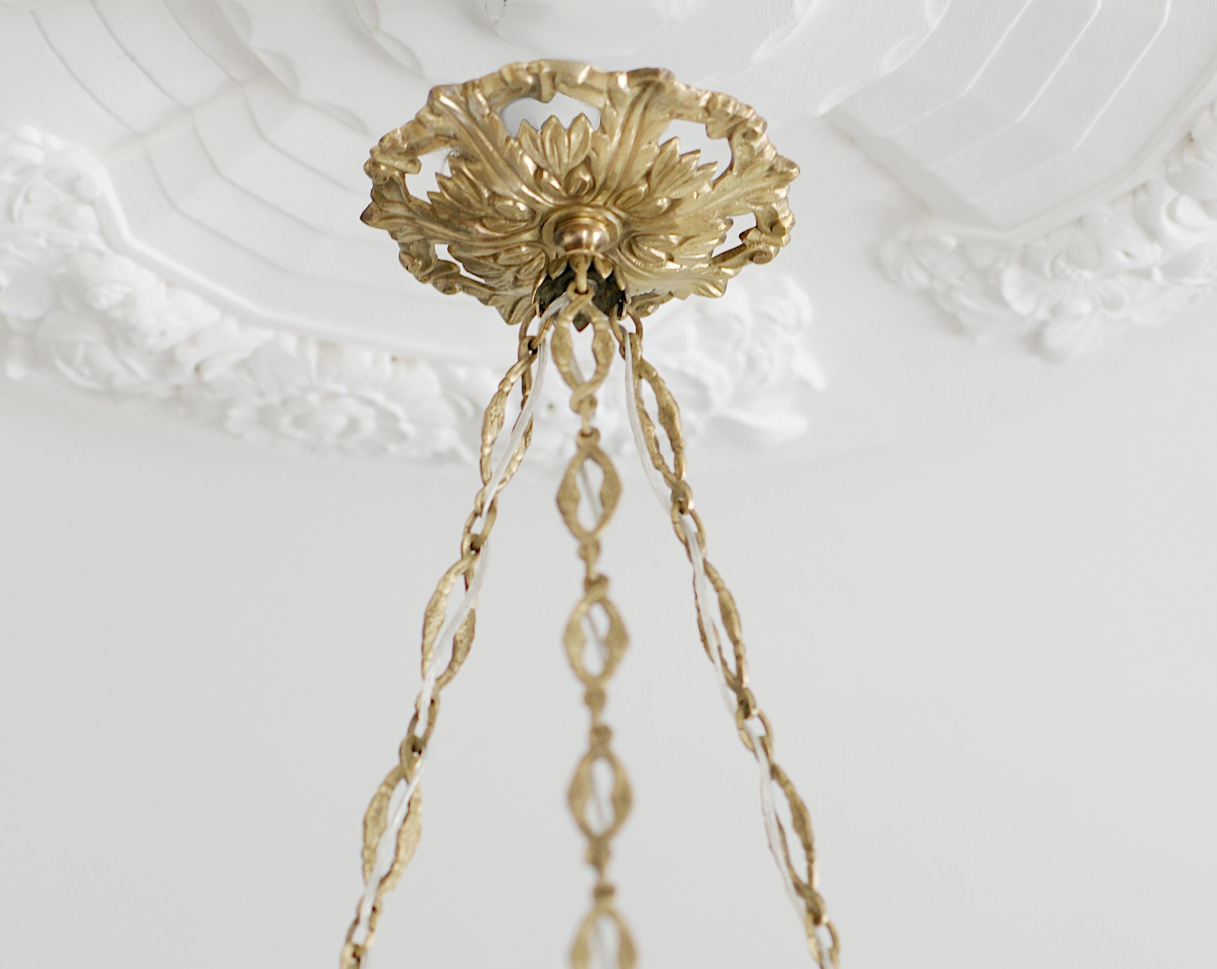 Daum Pierre D'Avesn Large French Art Deco Pendant Chandelier, Early 1930s For Sale 6