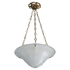 Grande lampadario a sospensione francese Art Déco Daum Pierre D'Avesn, primi anni '30