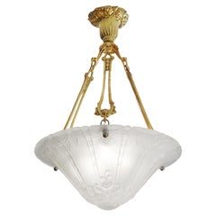 DAUM Pierre d'AVESN grand lustre suspendu Art déco français, début des années 1930