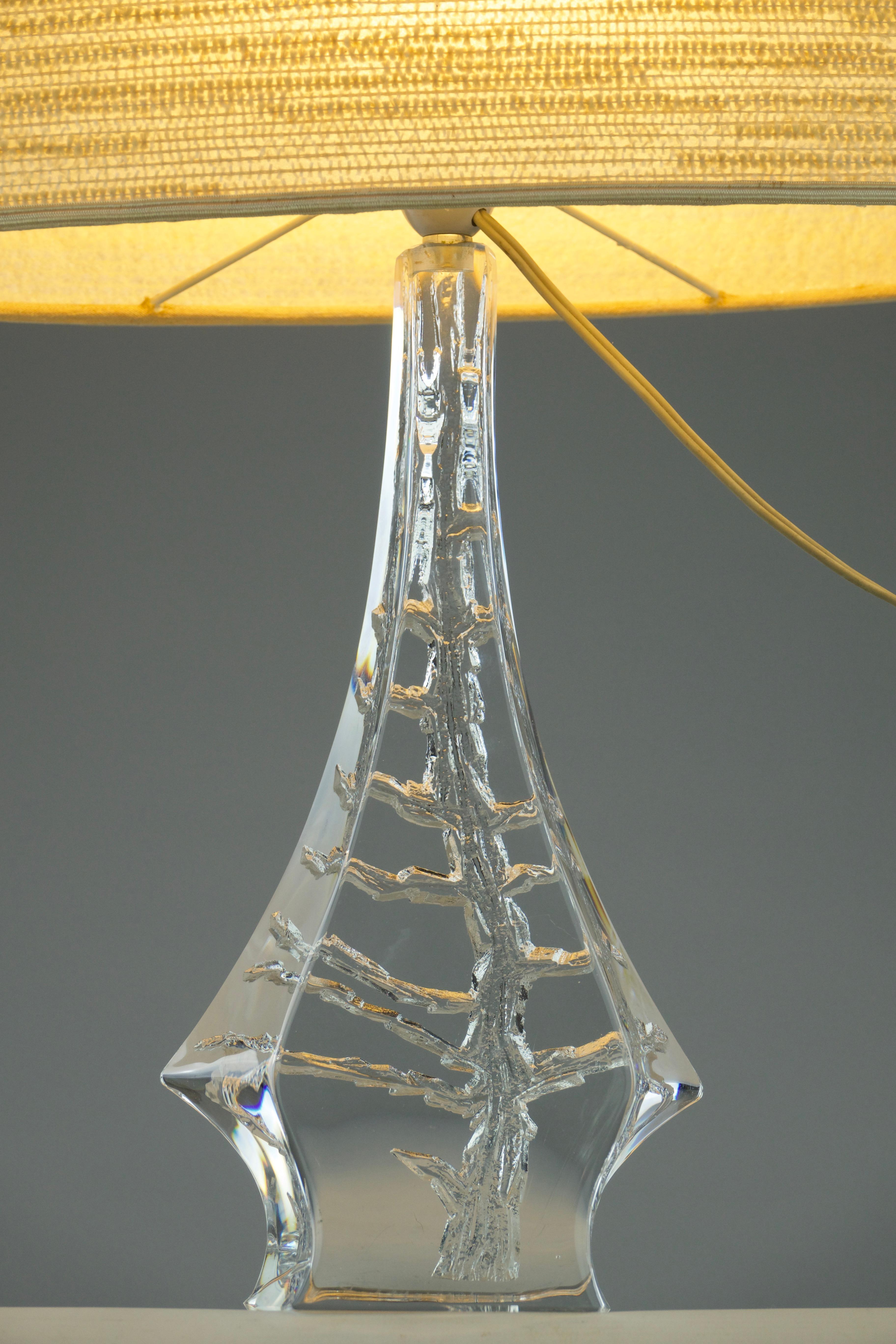 Daum, Pine Tree Crystal Table Lamp, France 1970s For Sale 4