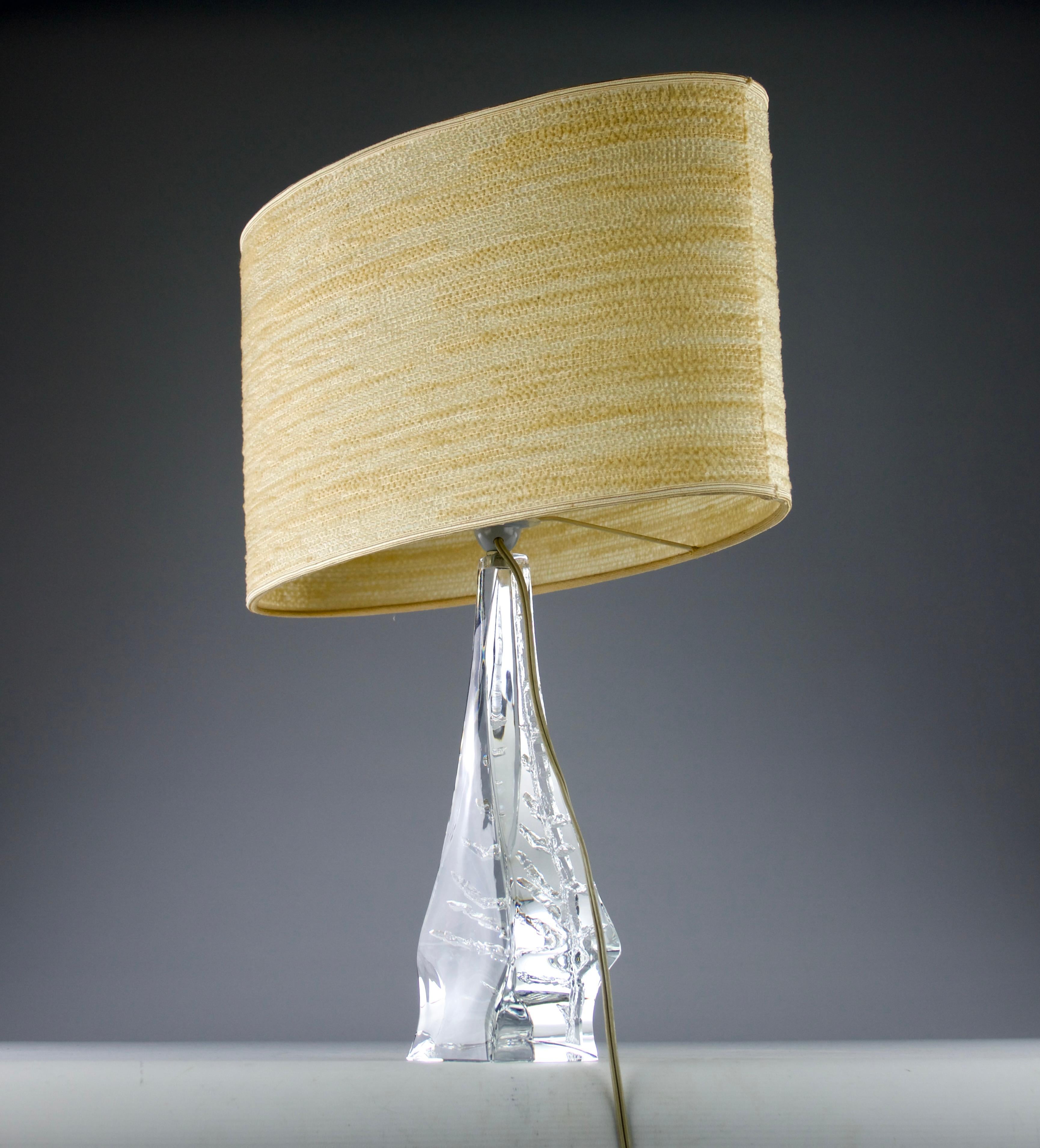 French Daum, Pine Tree Crystal Table Lamp, France 1970s For Sale