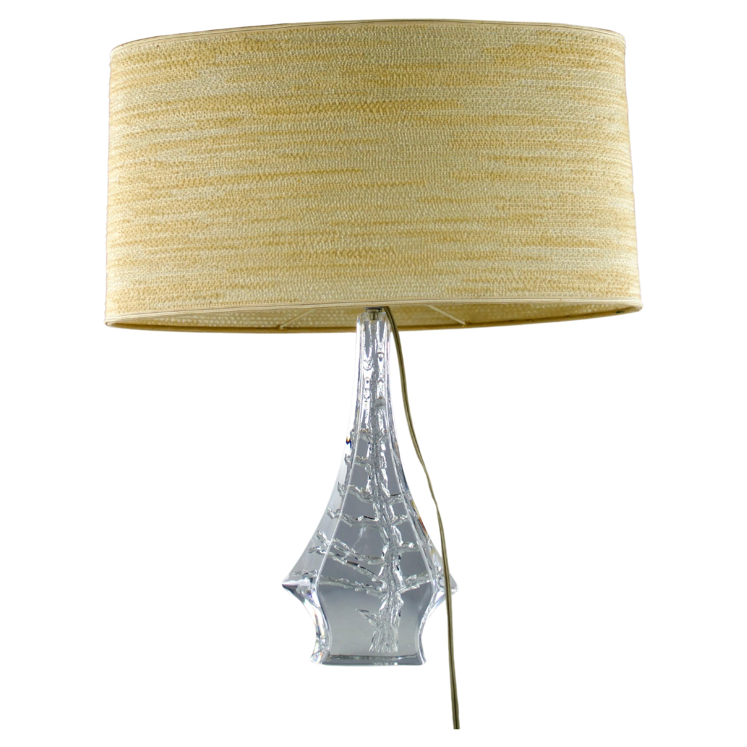 Daum, Pine Tree Crystal Table Lamp, France 1970s For Sale