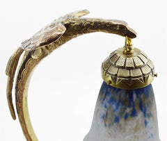 Daum Ranc French Art Deco Eagle Table or Desk Lamp, Early 1920s