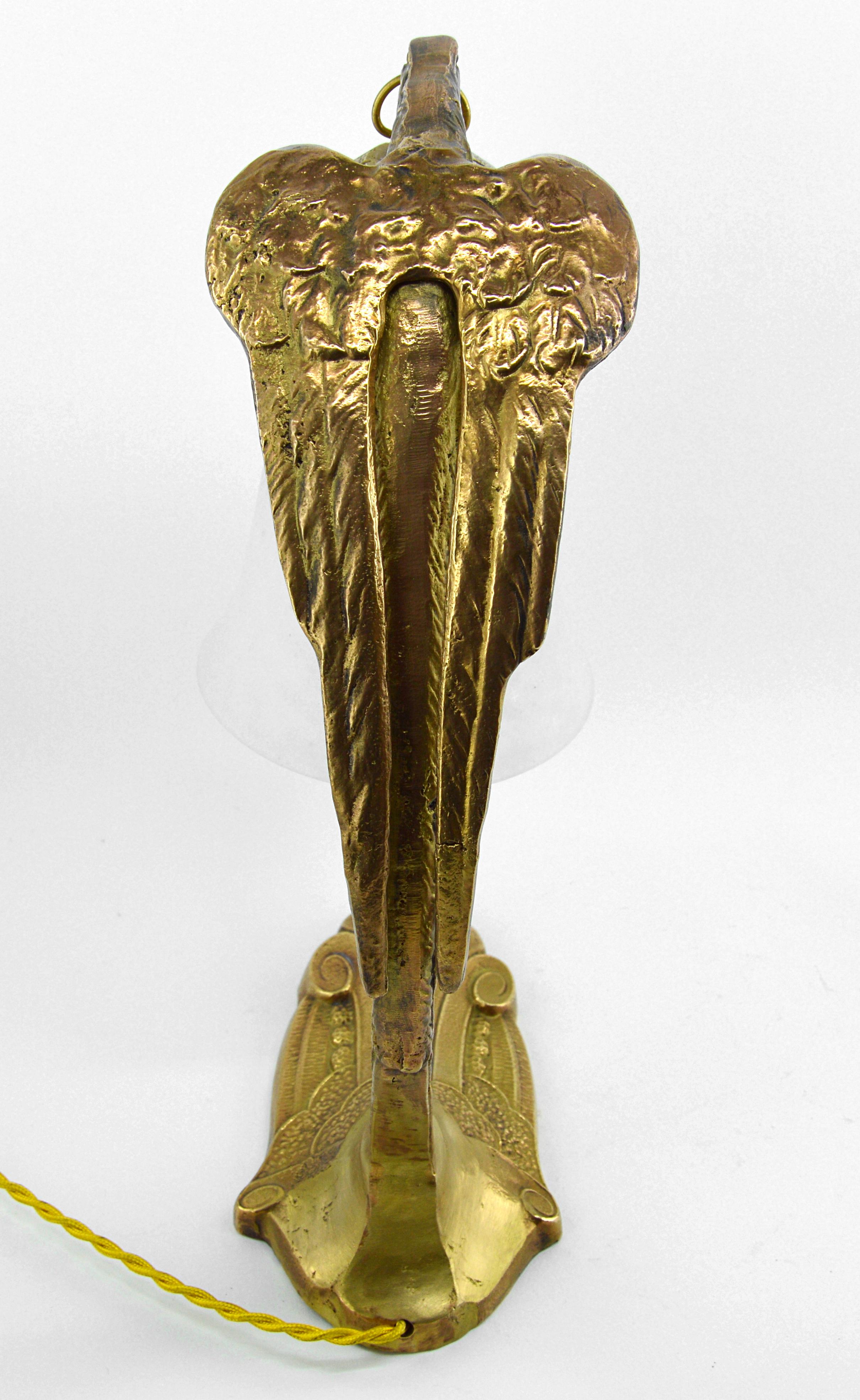 Early 20th Century Daum Ranc French Art Deco Eagle Table or Desk Lamp, Early 1920s