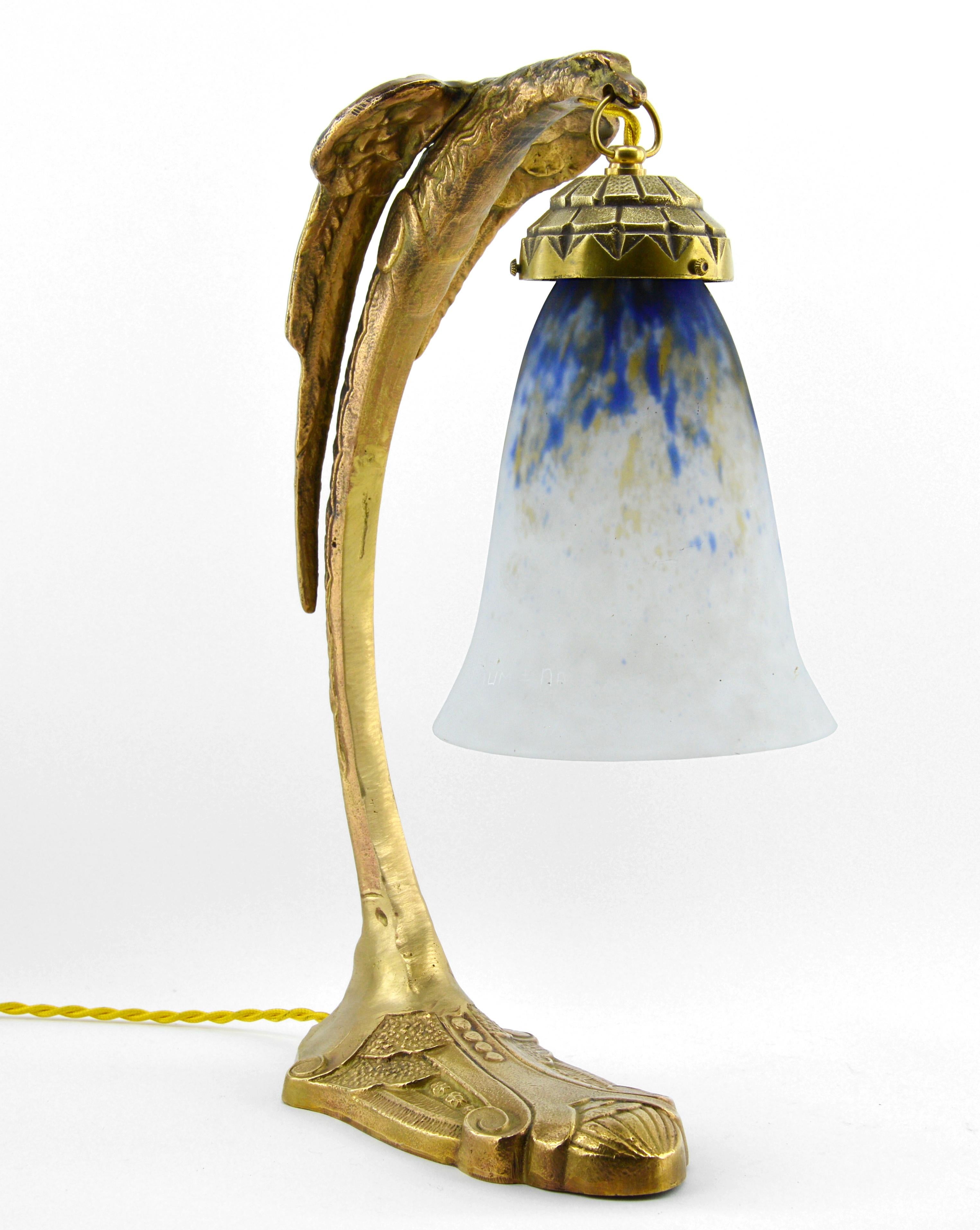 Daum Ranc French Art Deco Eagle Table or Desk Lamp, Early 1920s 1