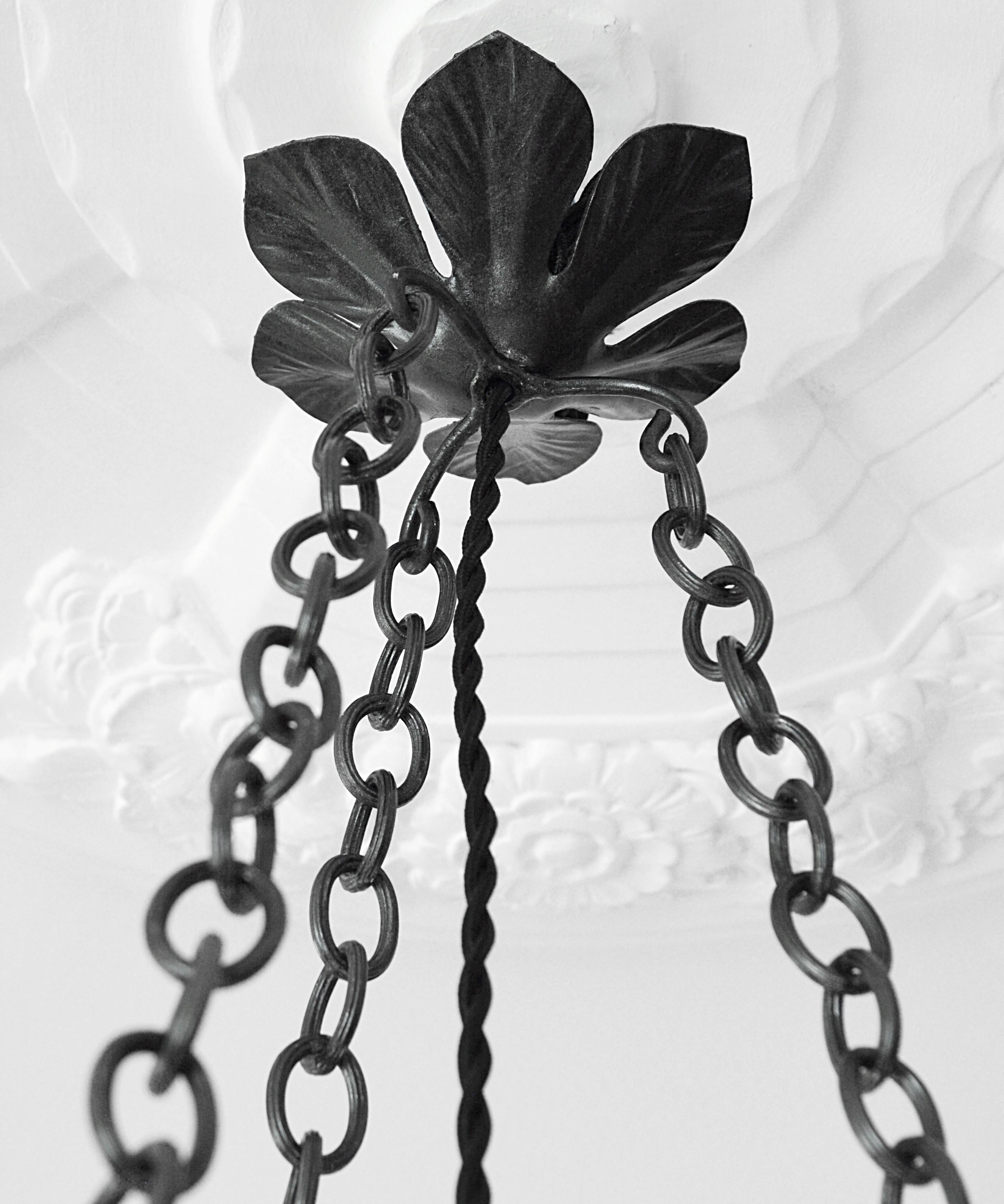 Daum Rare Art Nouveau / Art Deco Pendant Chandelier, 1900-1905 For Sale 4