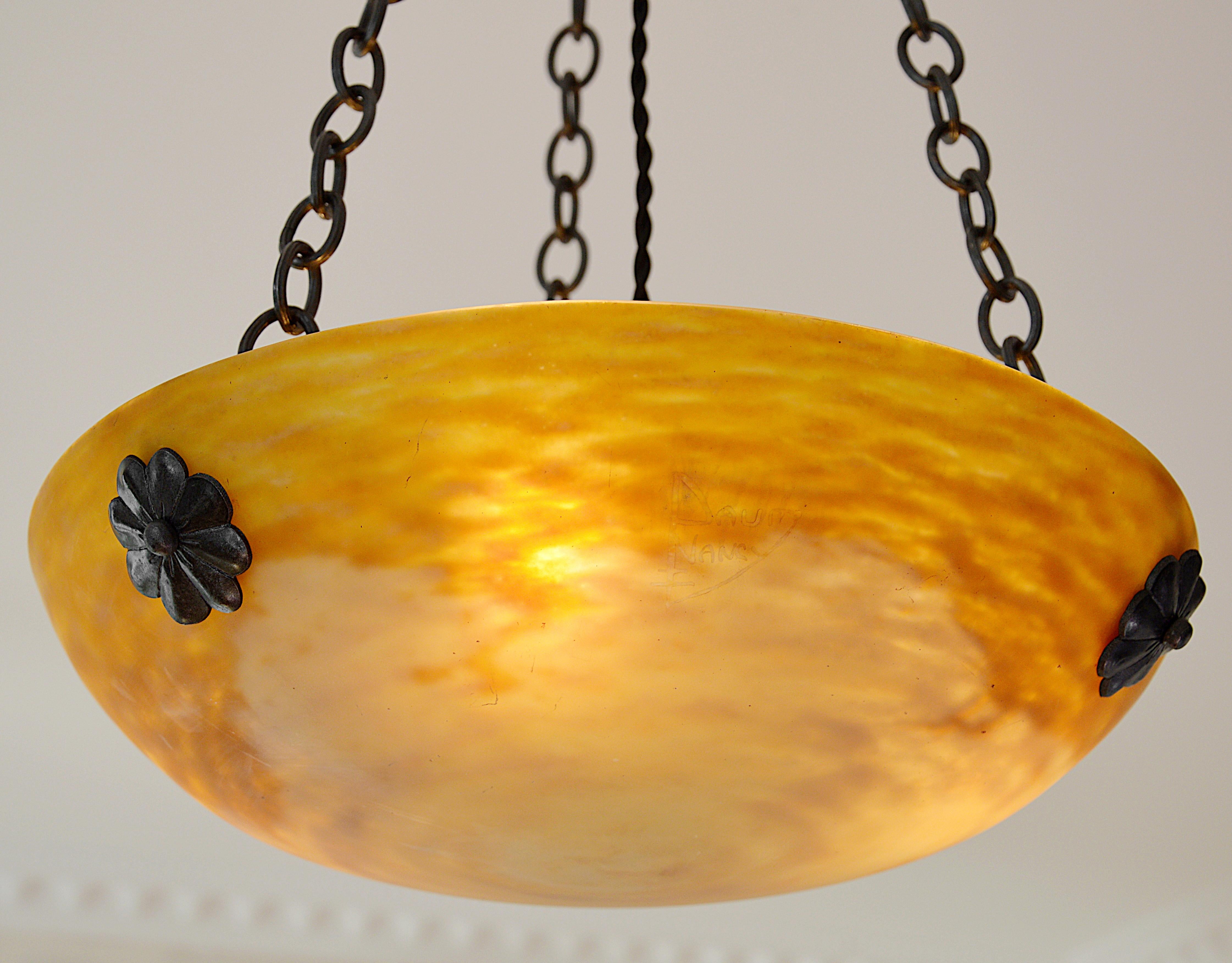 Daum Rare Art Nouveau / Art Deco Pendant Chandelier, 1900-1905 For Sale 3