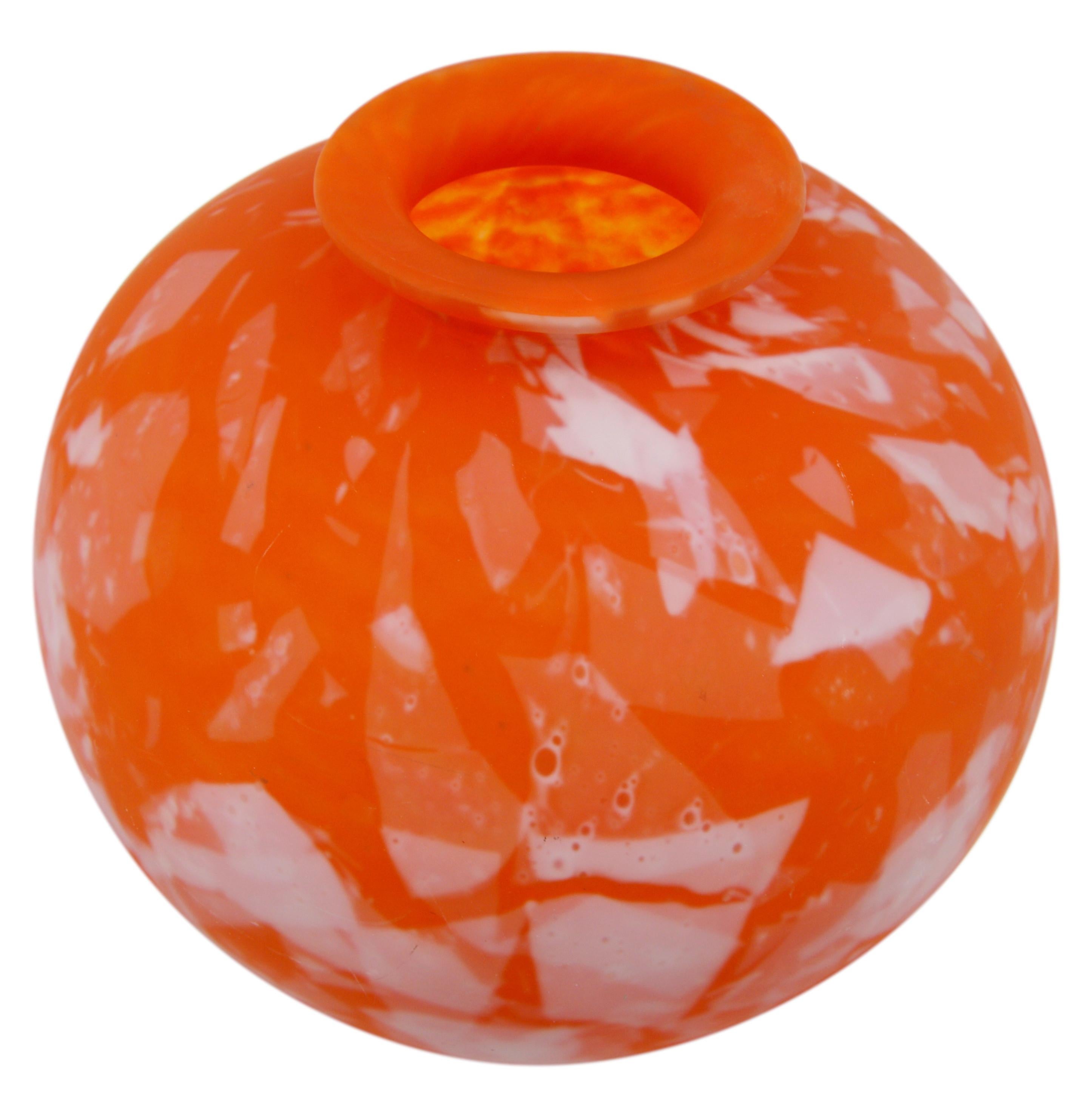 Art Glass Daum Rare Large French Art Deco Marmorean Vase, 1920 For Sale
