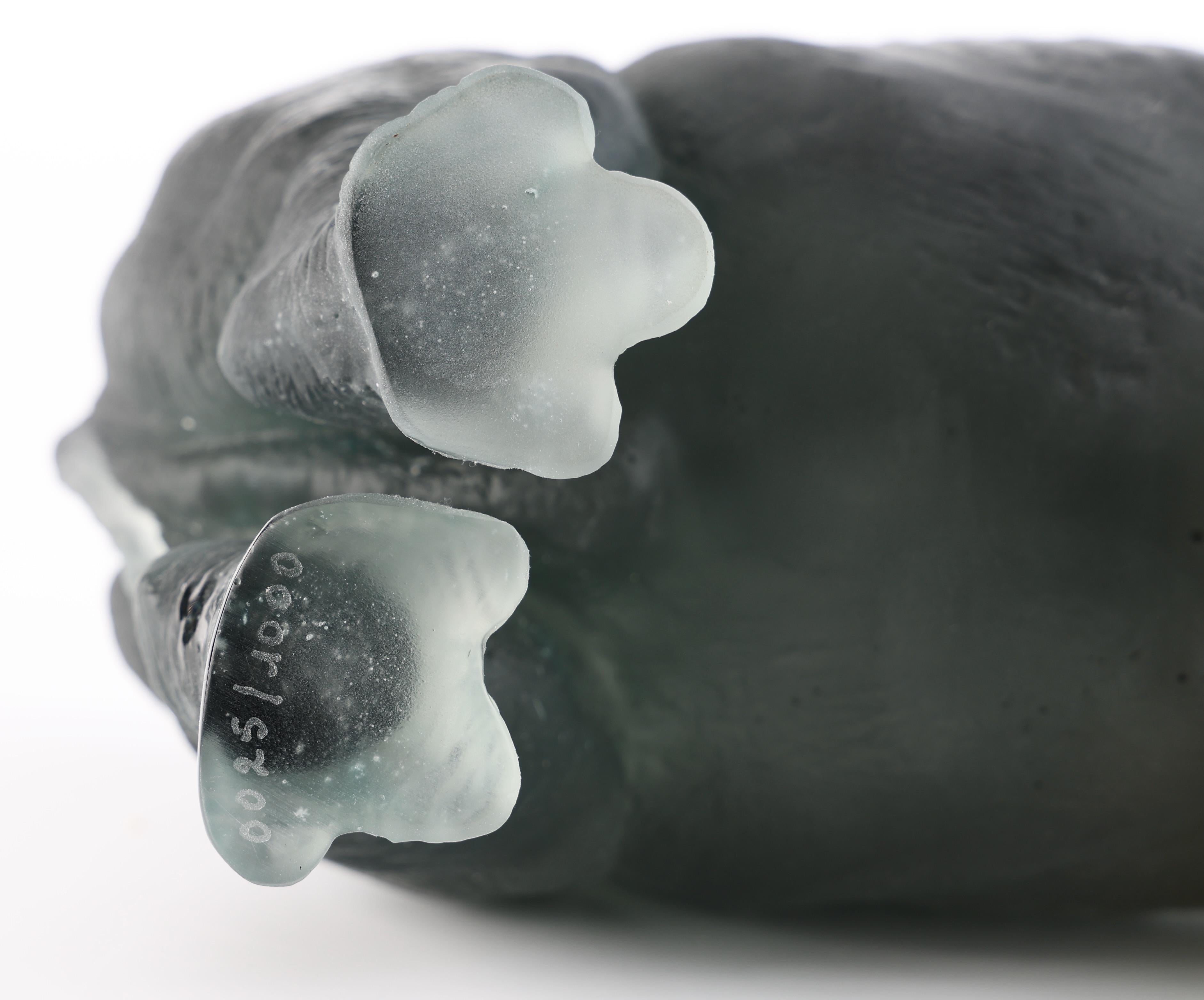 Daum Rhinoceros in Amber and Grey by Jean-Francois Leroy, Ltd. Edition 0025/1000 For Sale 2