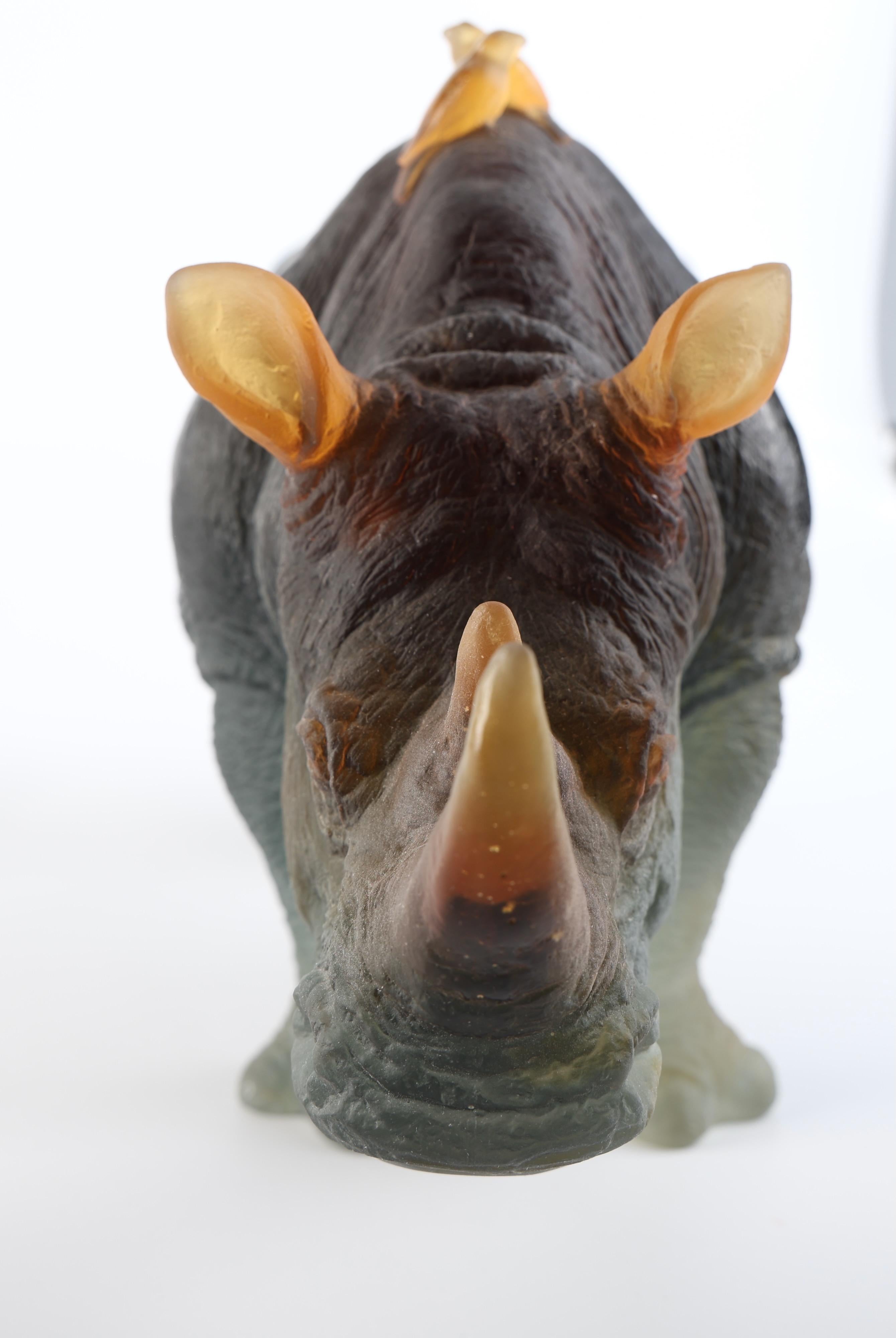 Other Daum Rhinoceros in Amber and Grey by Jean-Francois Leroy, Ltd. Edition 0025/1000 For Sale