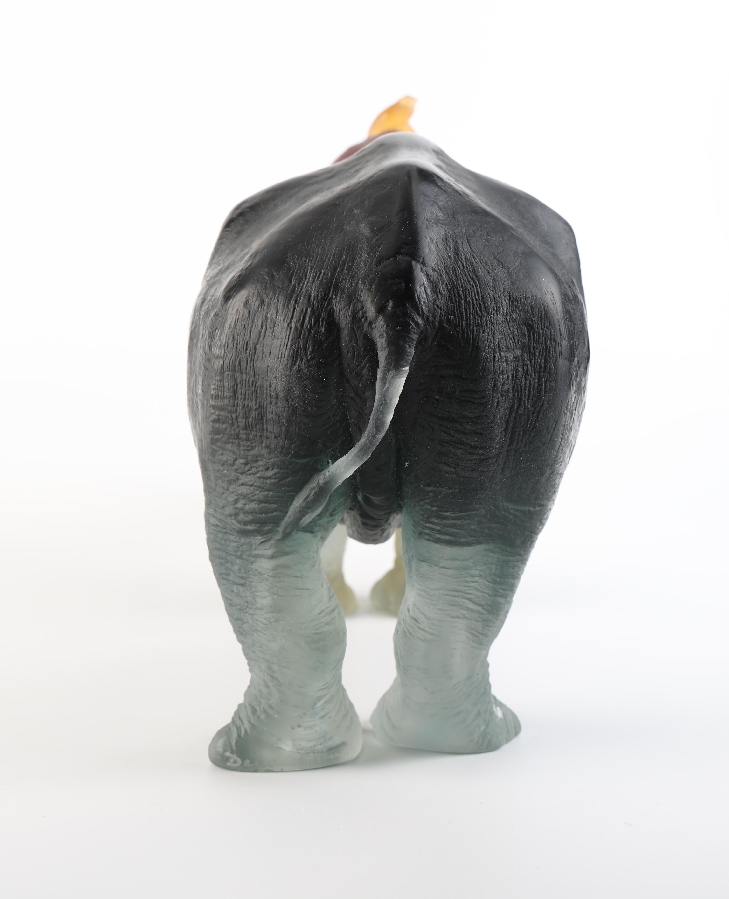 Contemporary Daum Rhinoceros in Amber and Grey by Jean-Francois Leroy, Ltd. Edition 0025/1000 For Sale