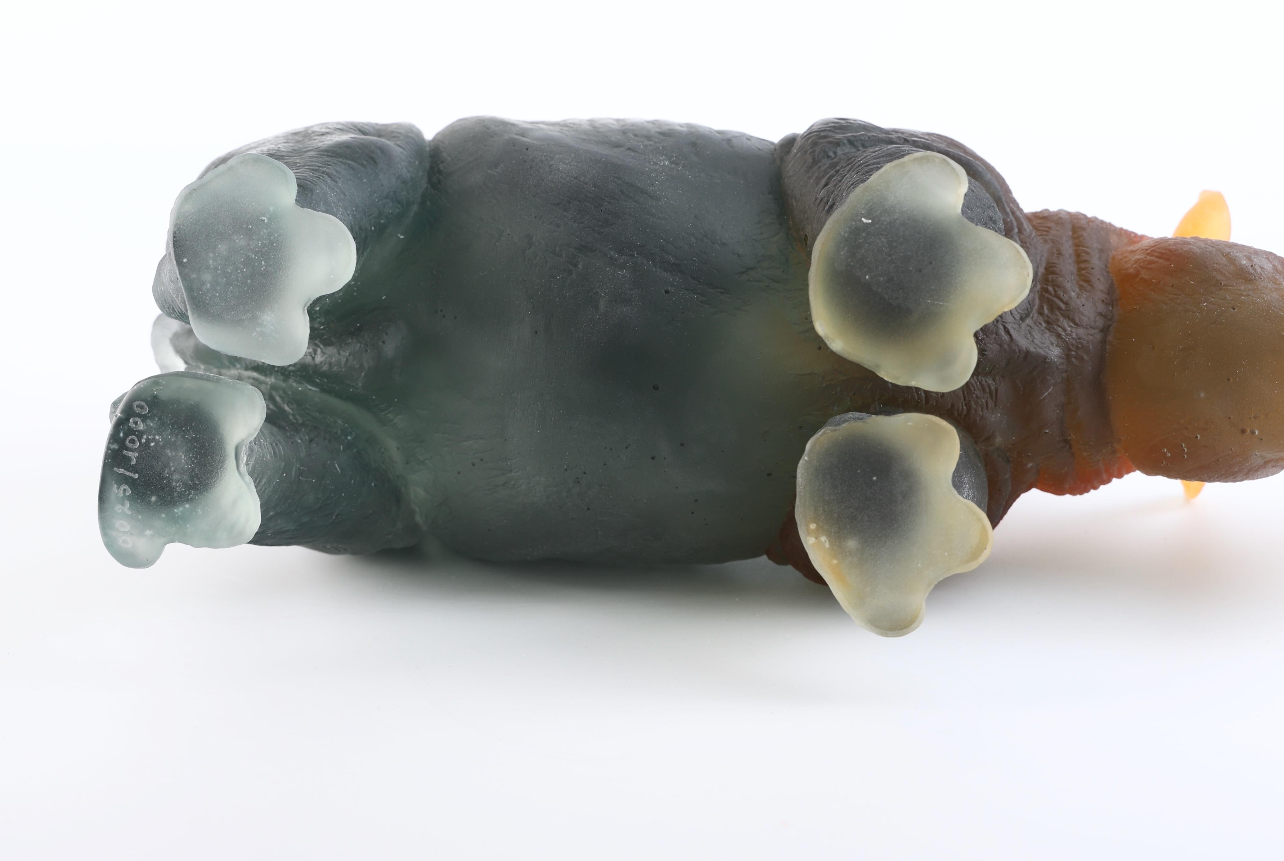 Daum Rhinoceros in Amber and Grey by Jean-Francois Leroy, Ltd. Edition 0025/1000 For Sale 1