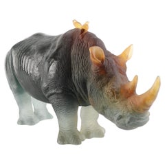Daum Rhinoceros in Bernstein und Grau von Jean-Francois Leroy, Ltd. Ausgabe 0025/1000
