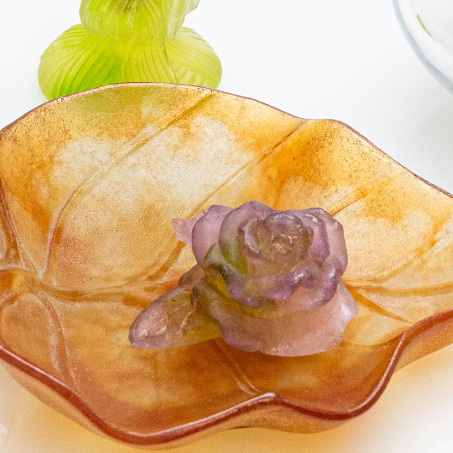 Daum, Set of 4 Items, Pâte de Verre, Lilac Orange Green, Franc Bon état - En vente à Rijssen, NL