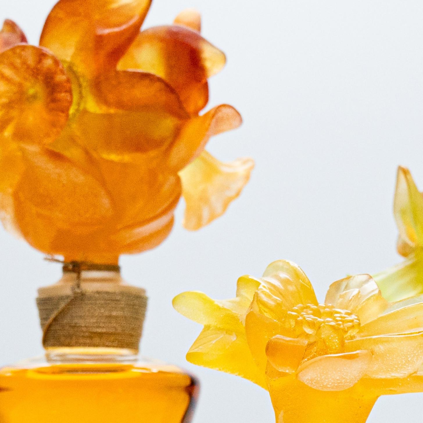 Daum Parfümflaschen-Set, Pâte De Verre, Orangegrün und Gelb, Frankreich (Sonstiges) im Angebot