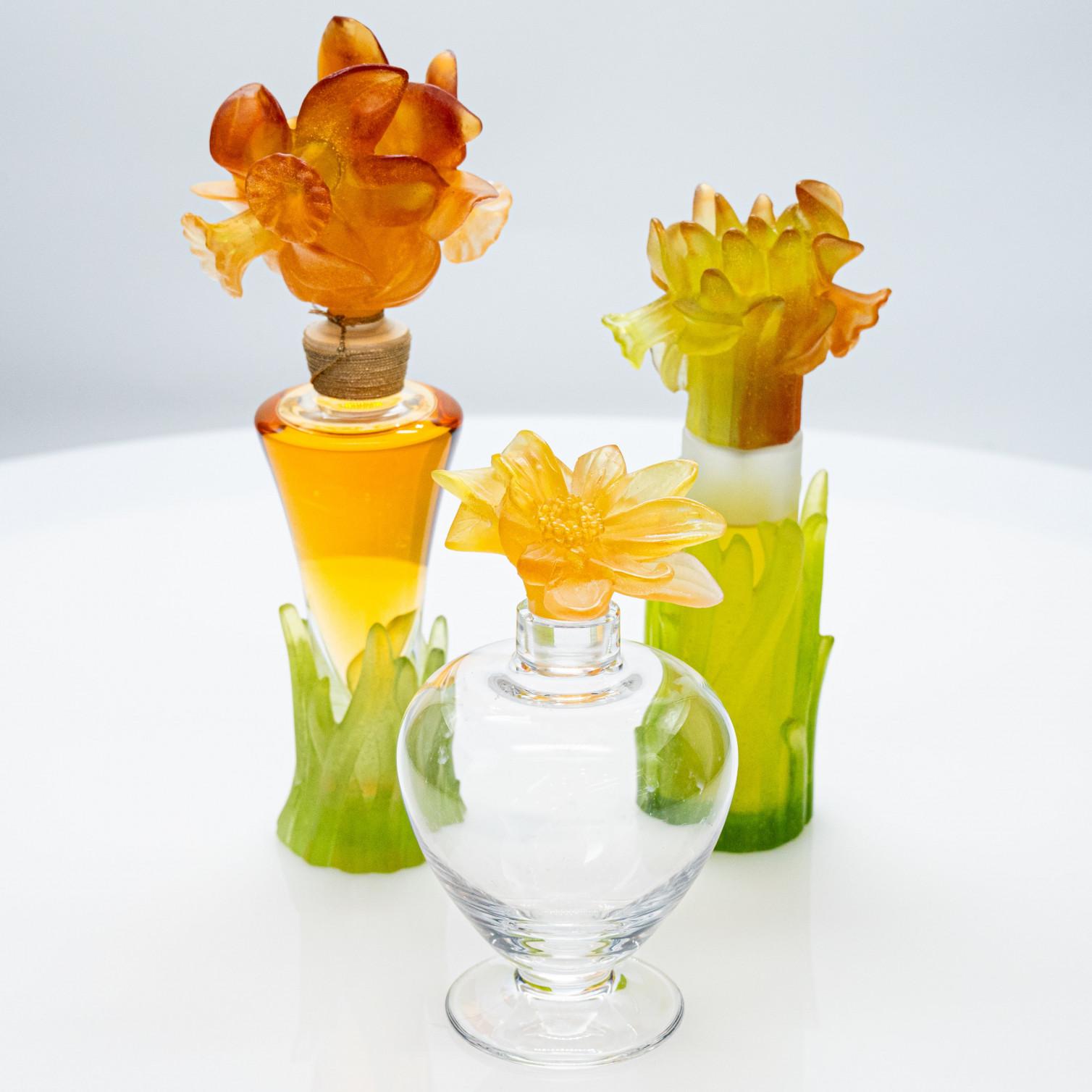 Francese Set di flaconi di profumo Daum, Pâte De Verre, Orange Green and Yellow, Francia in vendita