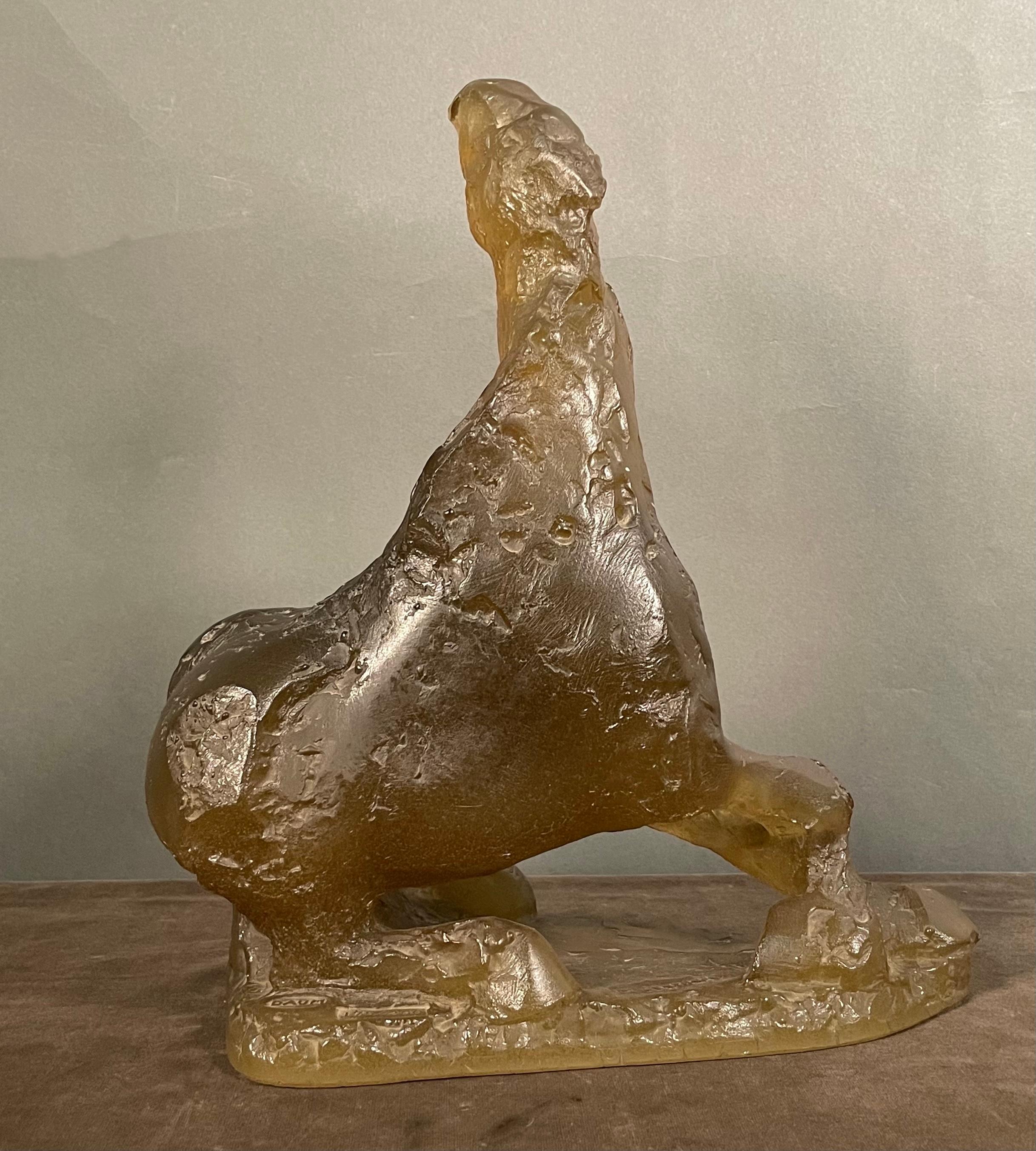 Mid-Century Modern Daum Signed Maurice Legendre Pate-de-Verre Horse Sculpture For Sale