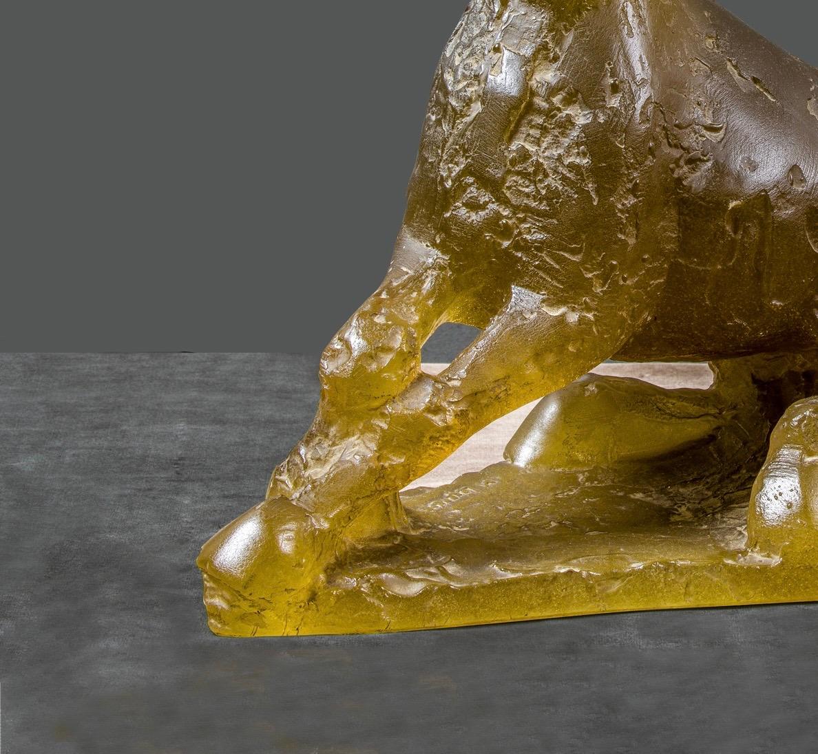 Daum Signed Maurice Legendre Pate-de-Verre Horse Sculpture For Sale 1