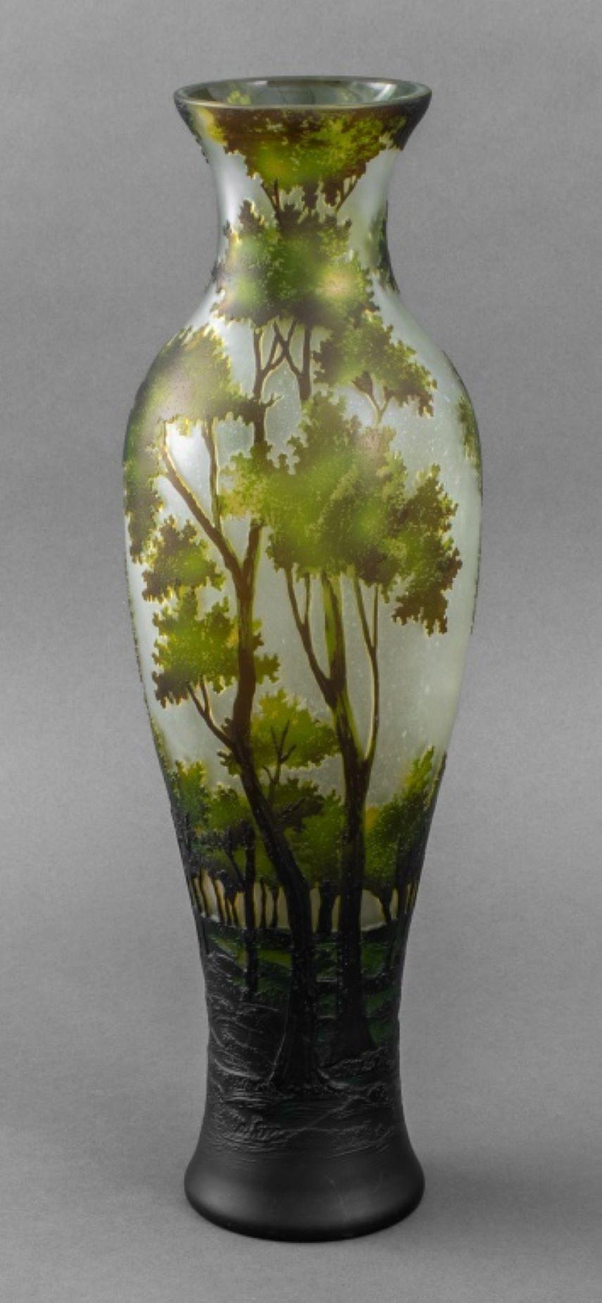 Modern Daum Style Cameo Glass Vase For Sale