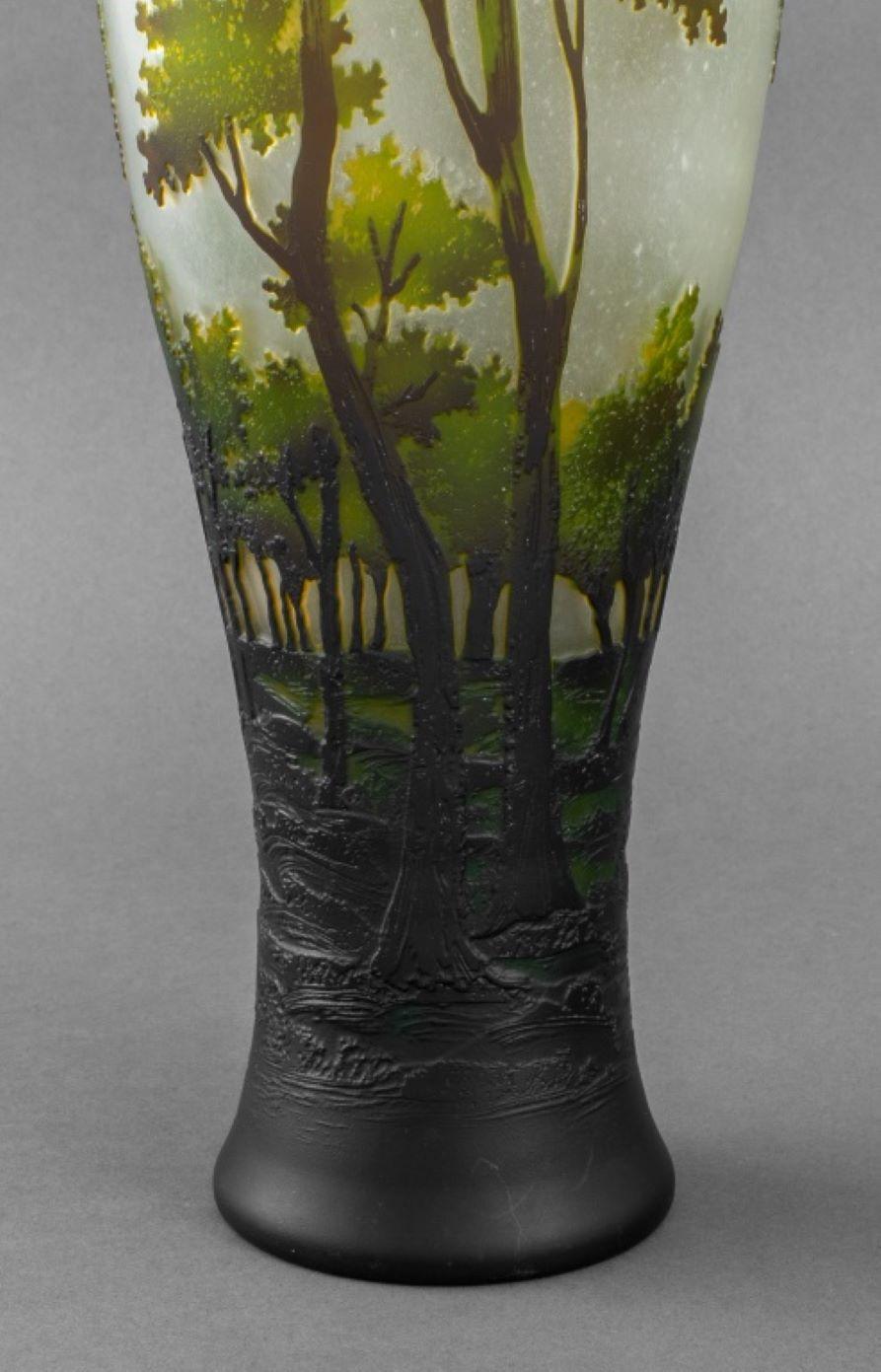 20th Century Daum Style Cameo Glass Vase For Sale