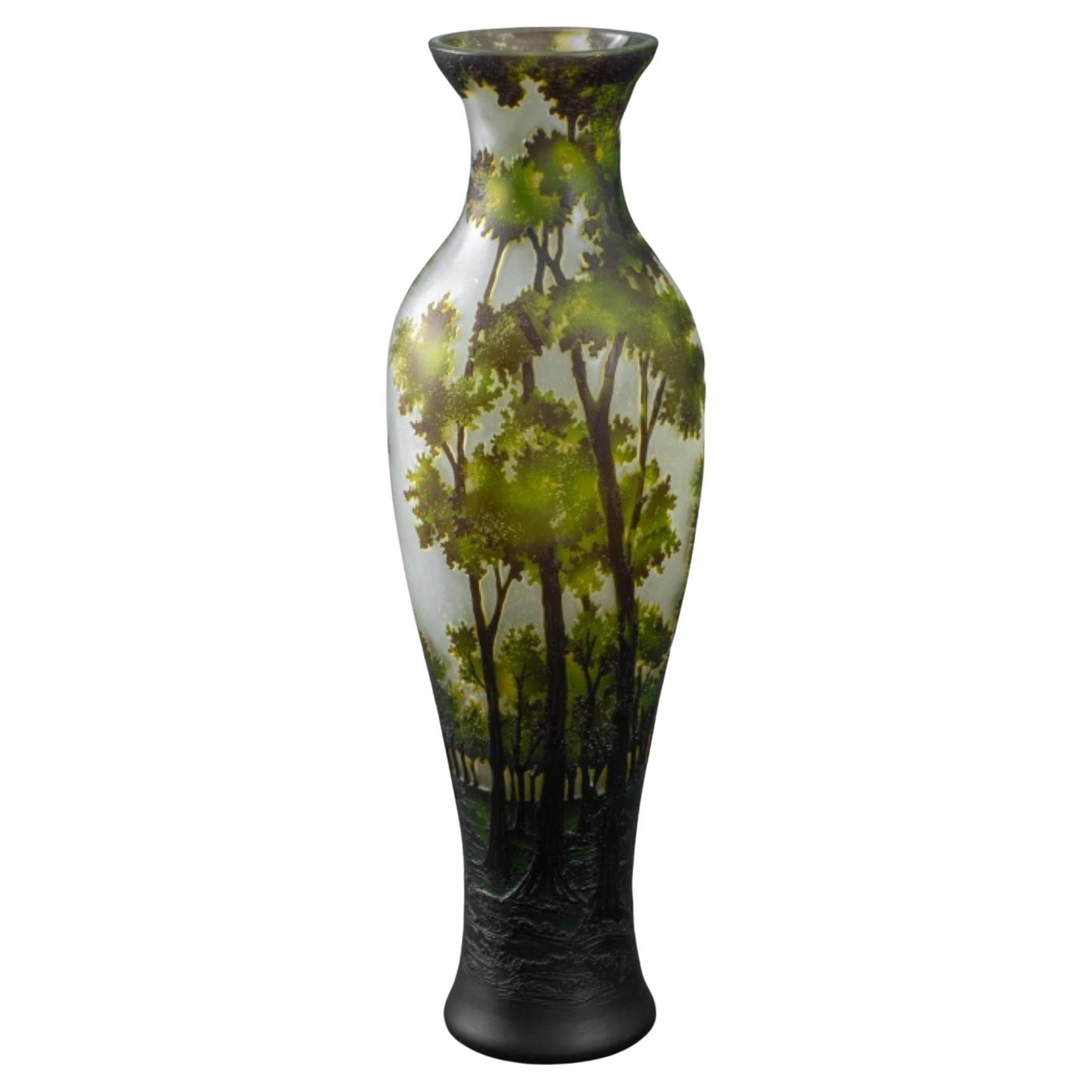 Daum Style Cameo Glass Vase For Sale