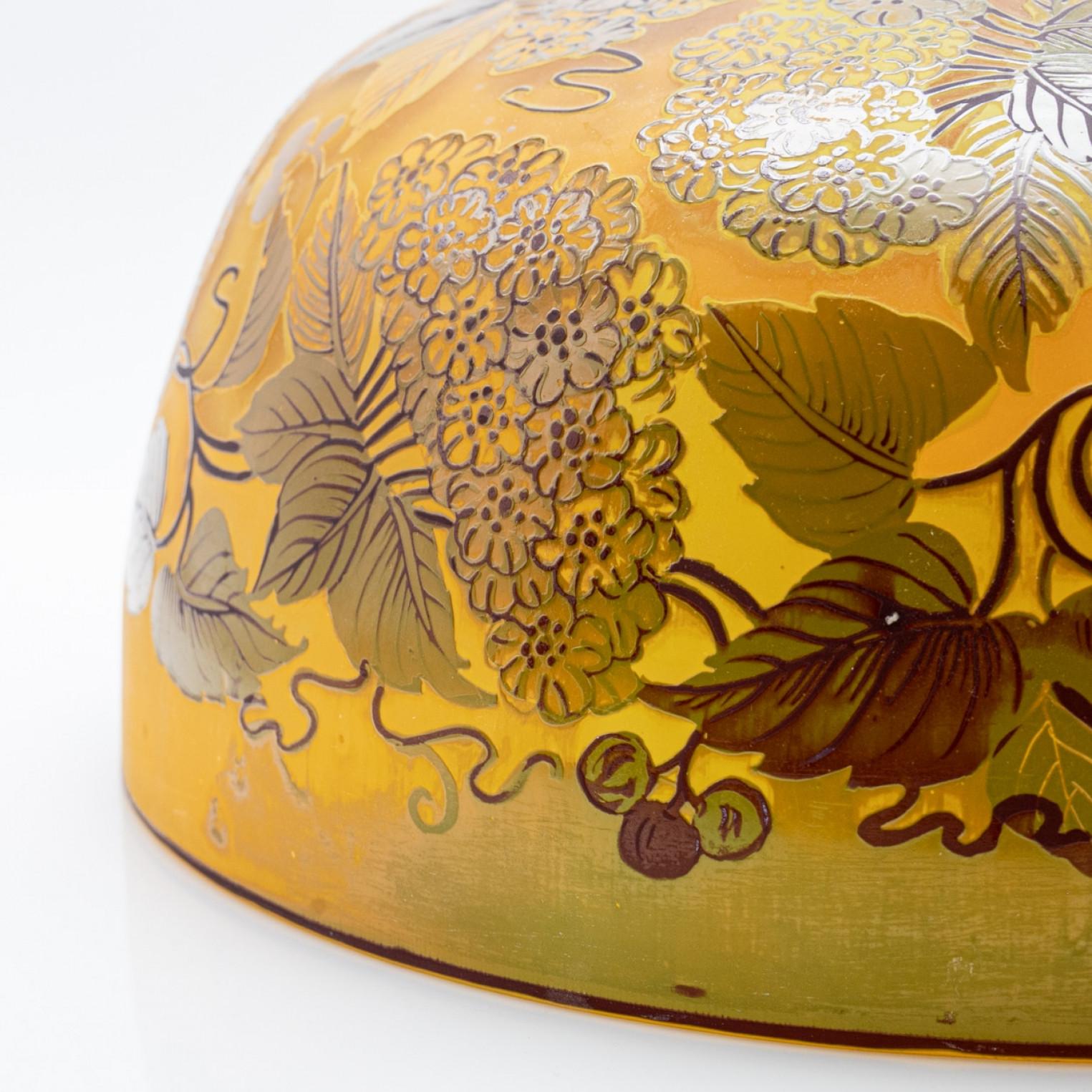 Daum Lámpara de Sobremesa Bronce Cristal Floral Multicolor, Francia Art Nouveau en venta