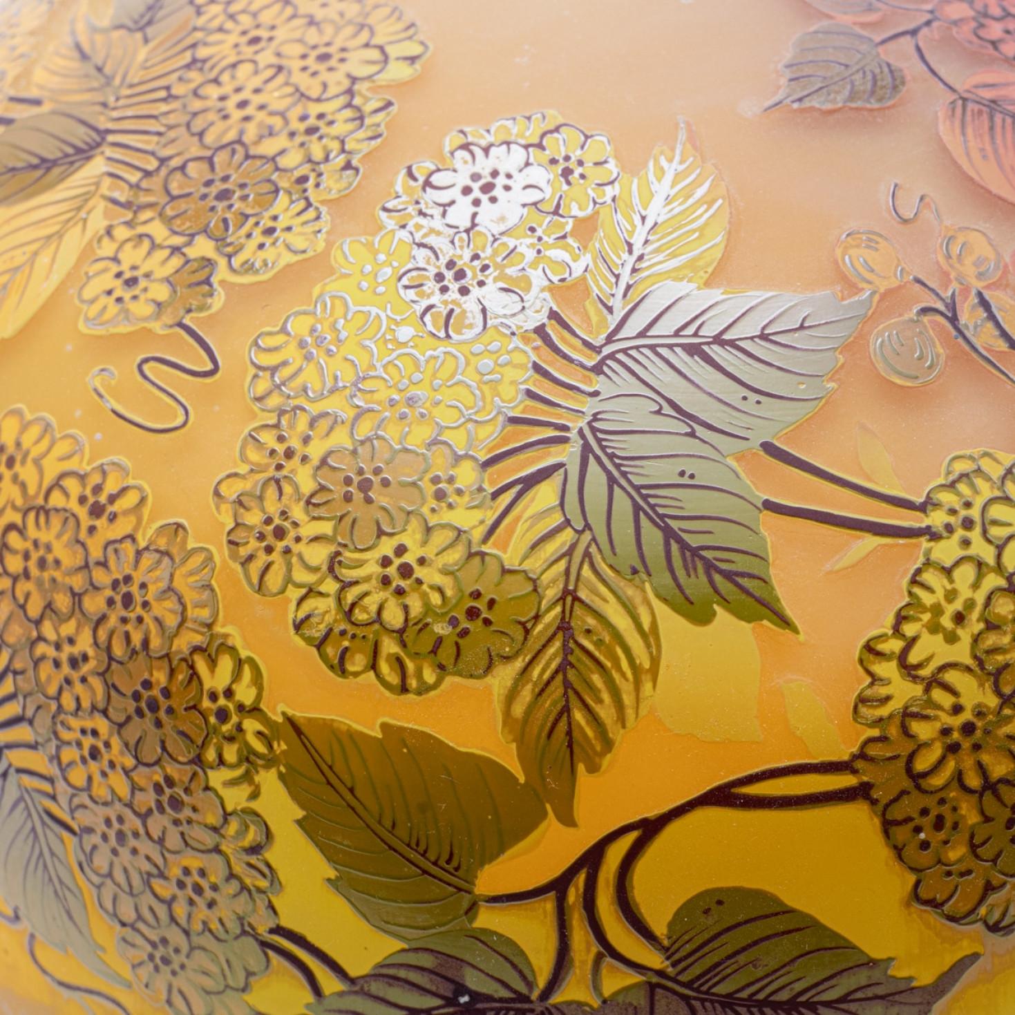 Daum Lámpara de Sobremesa Bronce Cristal Floral Multicolor, Francia en Bueno estado para la venta en Rijssen, NL