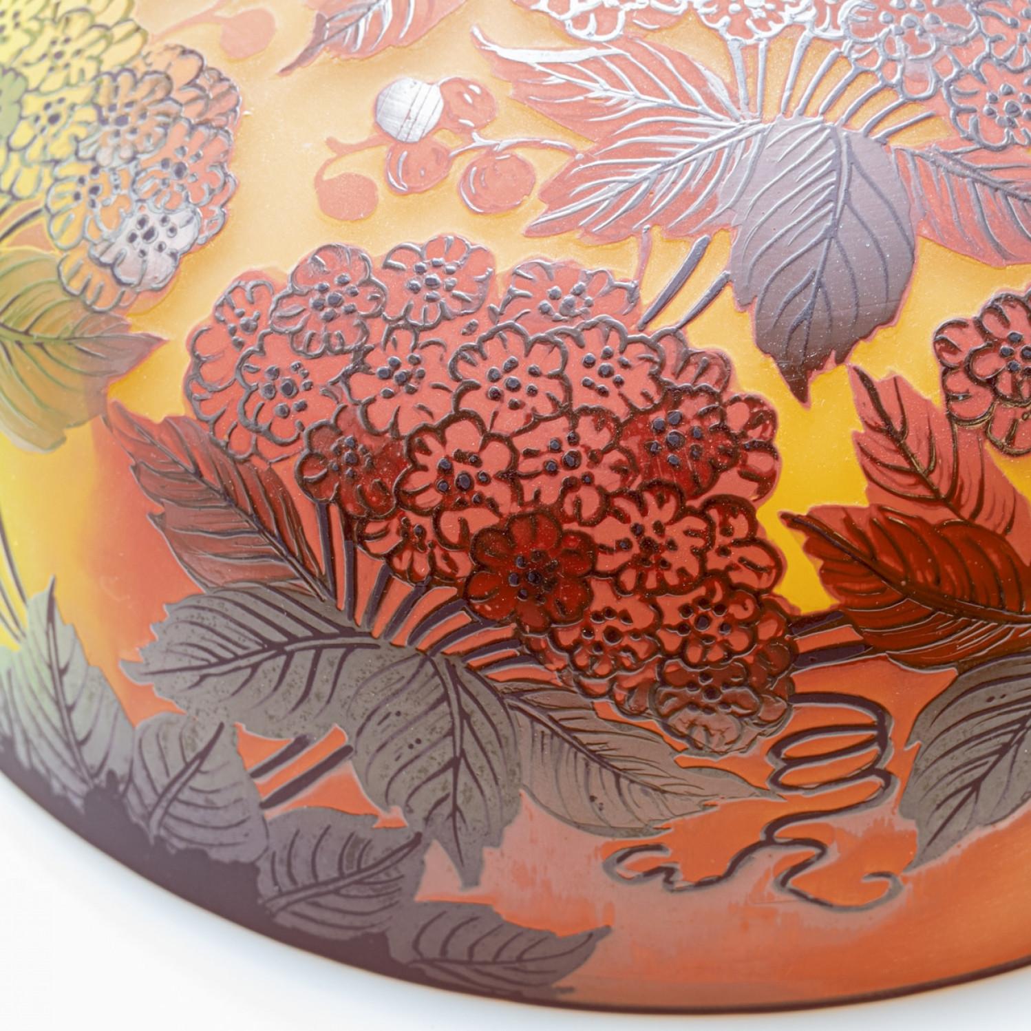 Daum Lámpara de Sobremesa Bronce Cristal Floral Multicolor, Francia Vidrio en venta