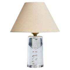 Daum, Tischlampe, Kristallglas, Messing, Frankreich, 1950er Jahre