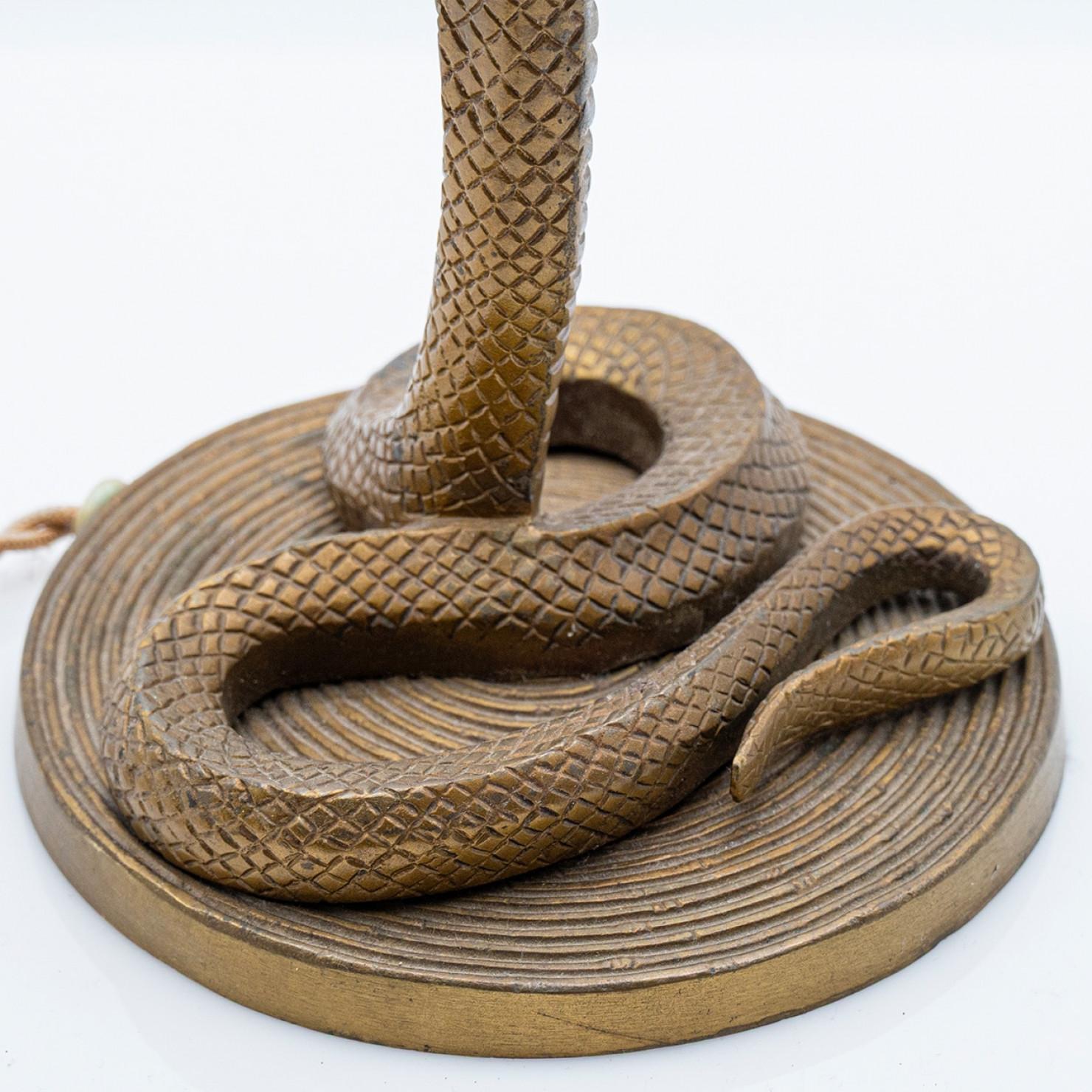 Daum Table Lamp Snake Bronze Yellow Crystal, France Otro en venta