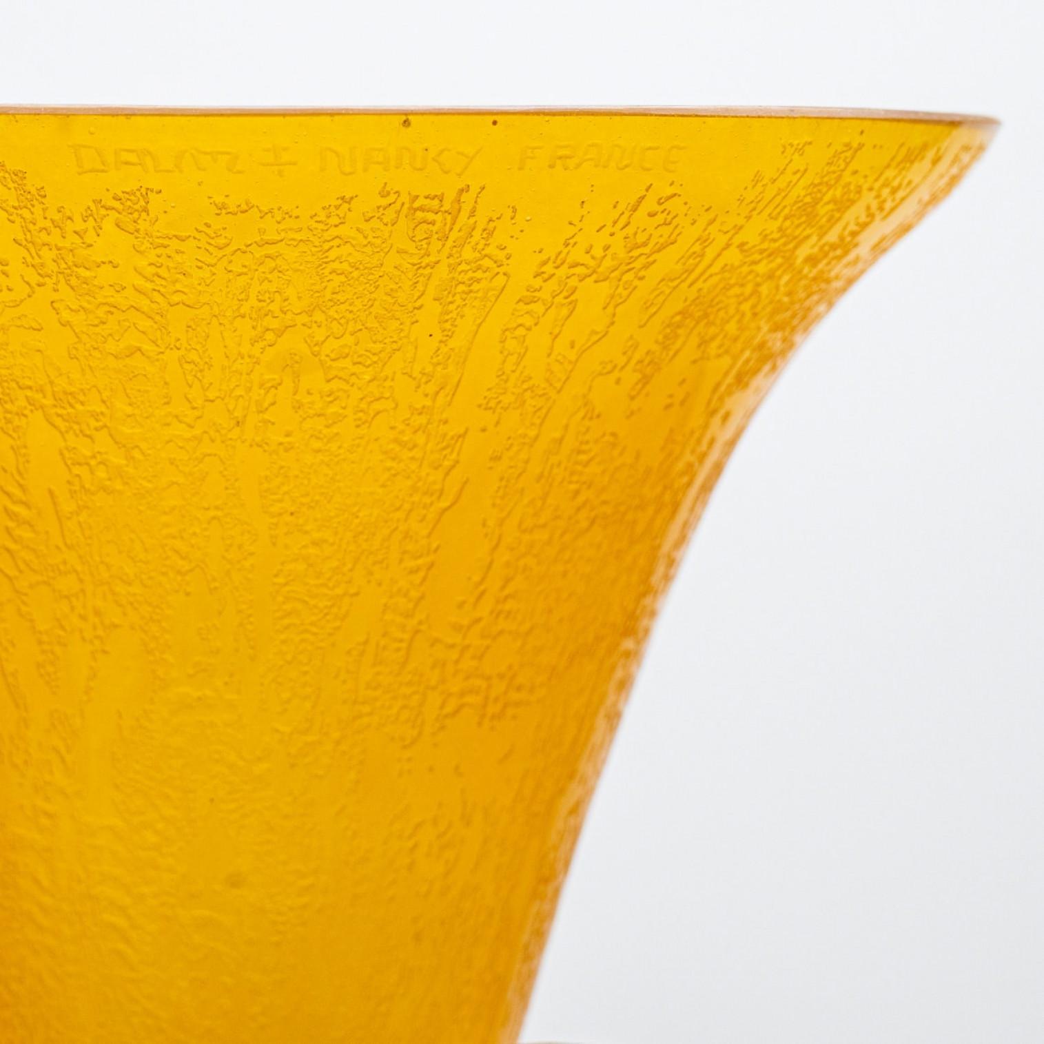 Daum Table Lamp Snake Bronze Yellow Crystal, France en Bueno estado para la venta en Rijssen, NL